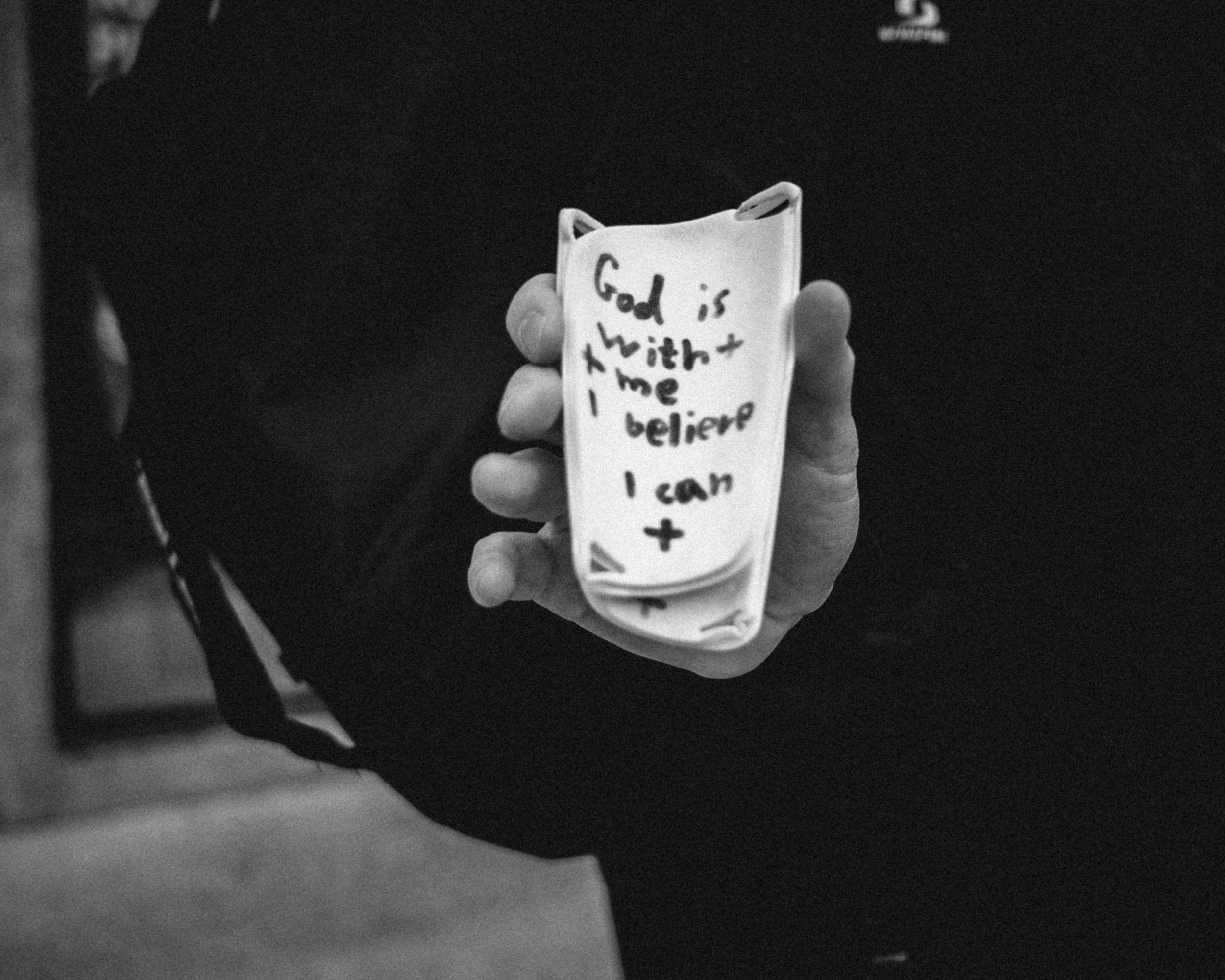 Customised shin pads.