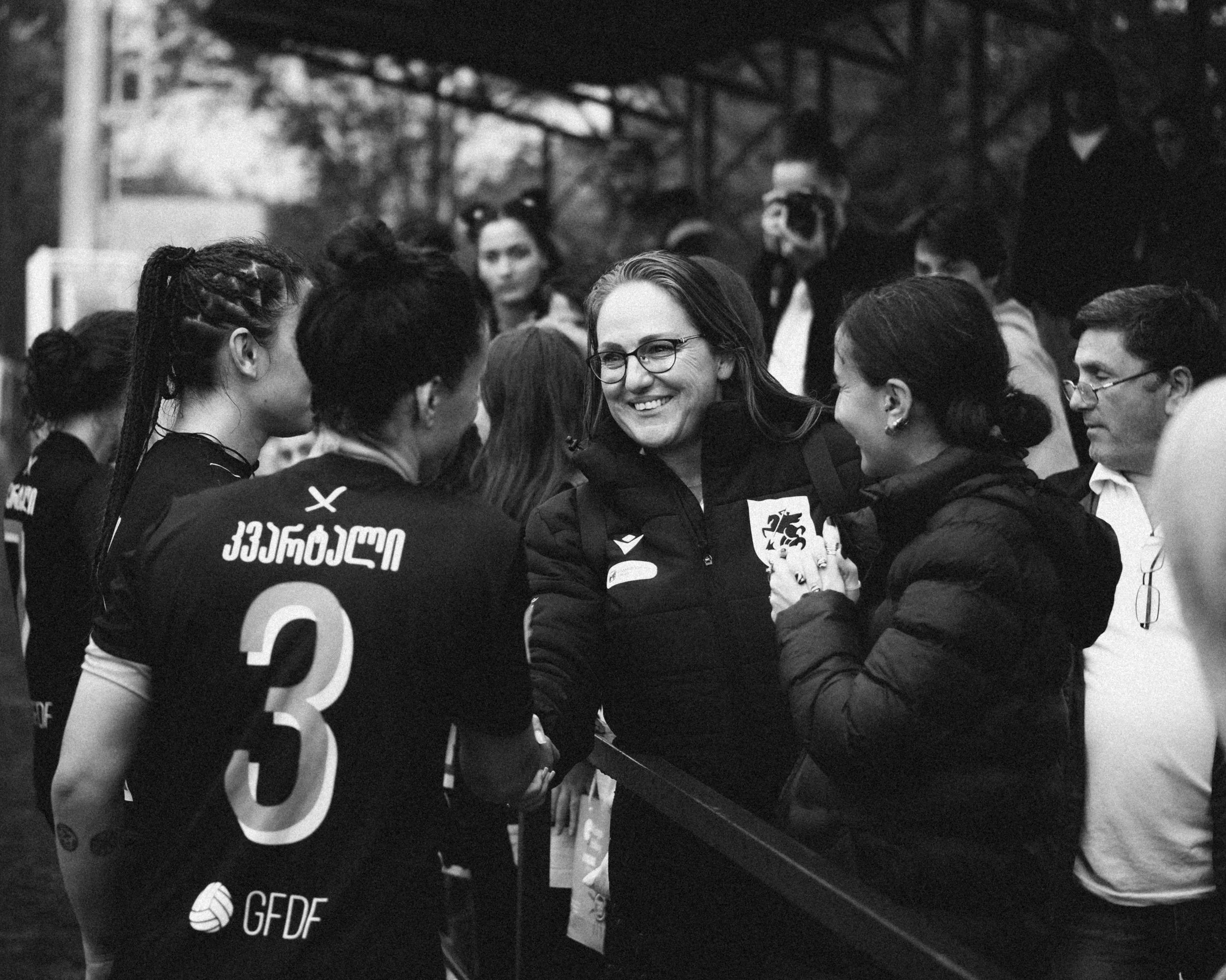 Greeted by newly appointed national team manager, Iris Antman.