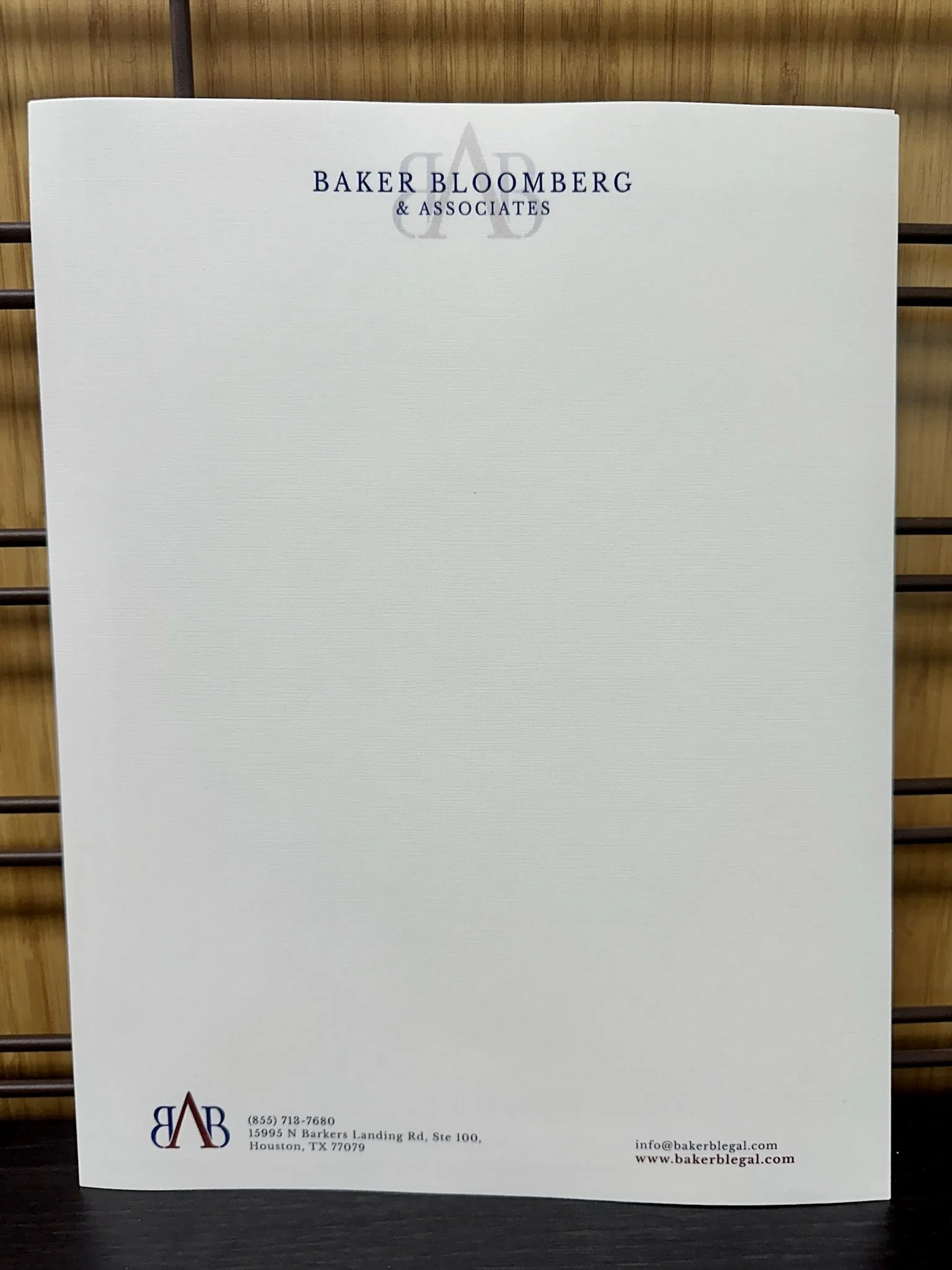 Custom business letterhead printing in Houston, TX by Memorial Postal Center for professional company stationery.