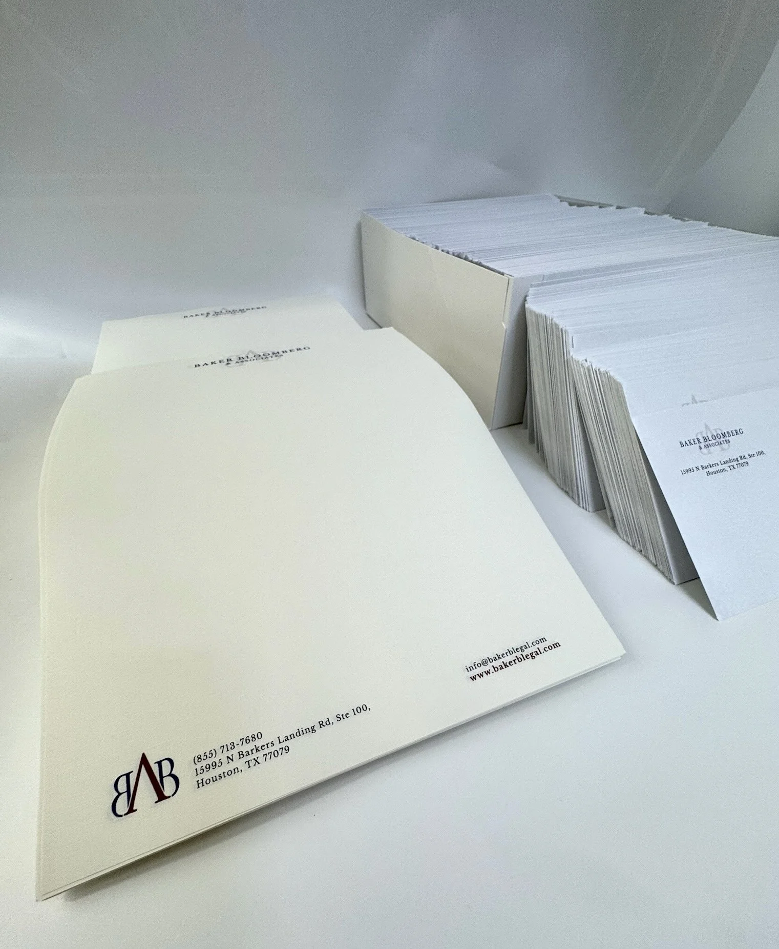 Custom letterhead and envelope printing in Houston by Memorial Postal Center for professional business correspondence