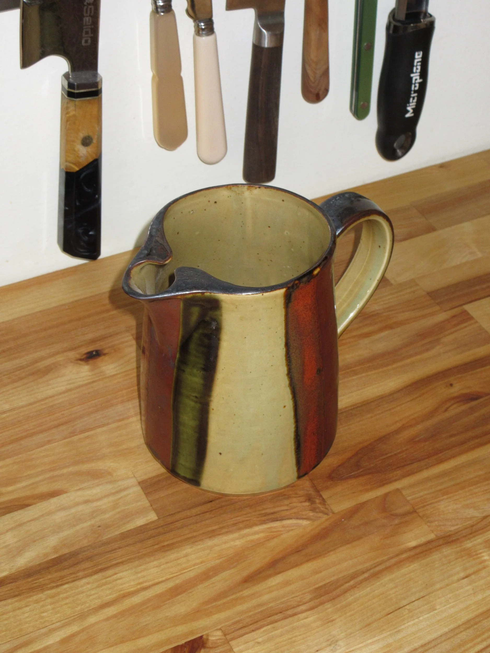 Handmade Striped Ceramic Pitcher