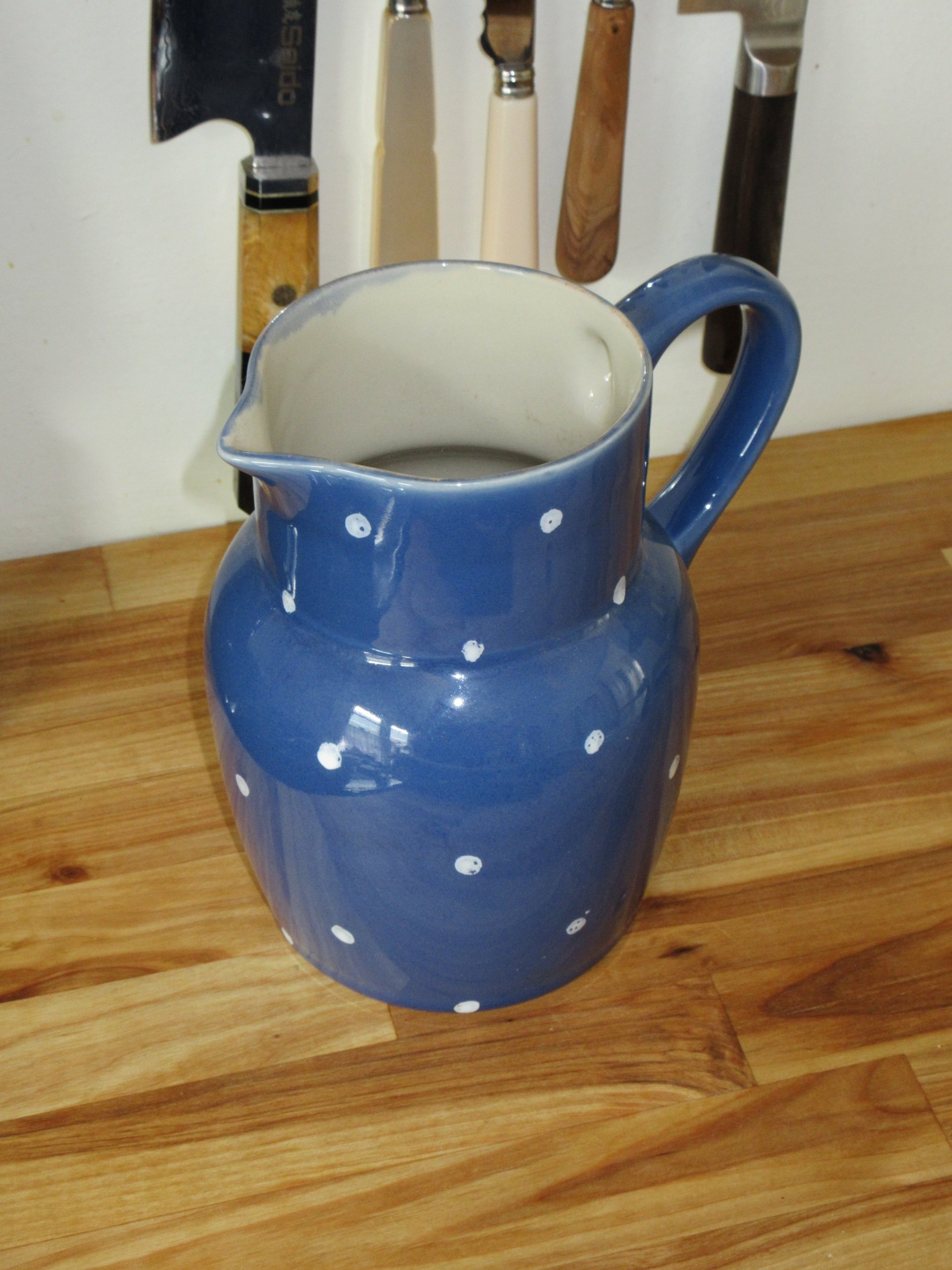 Blue Polka Dot Portuguese Pitcher