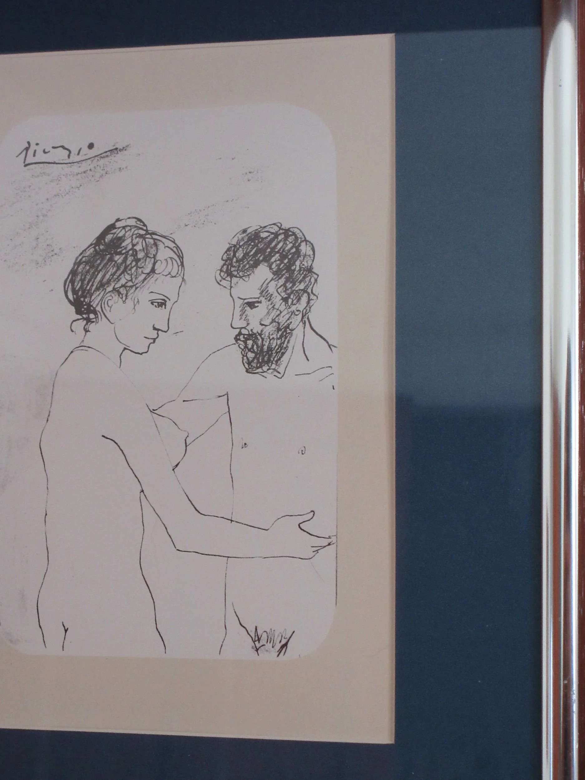 Framed Pablo Picasso Nude Line Drawing Sketch Print