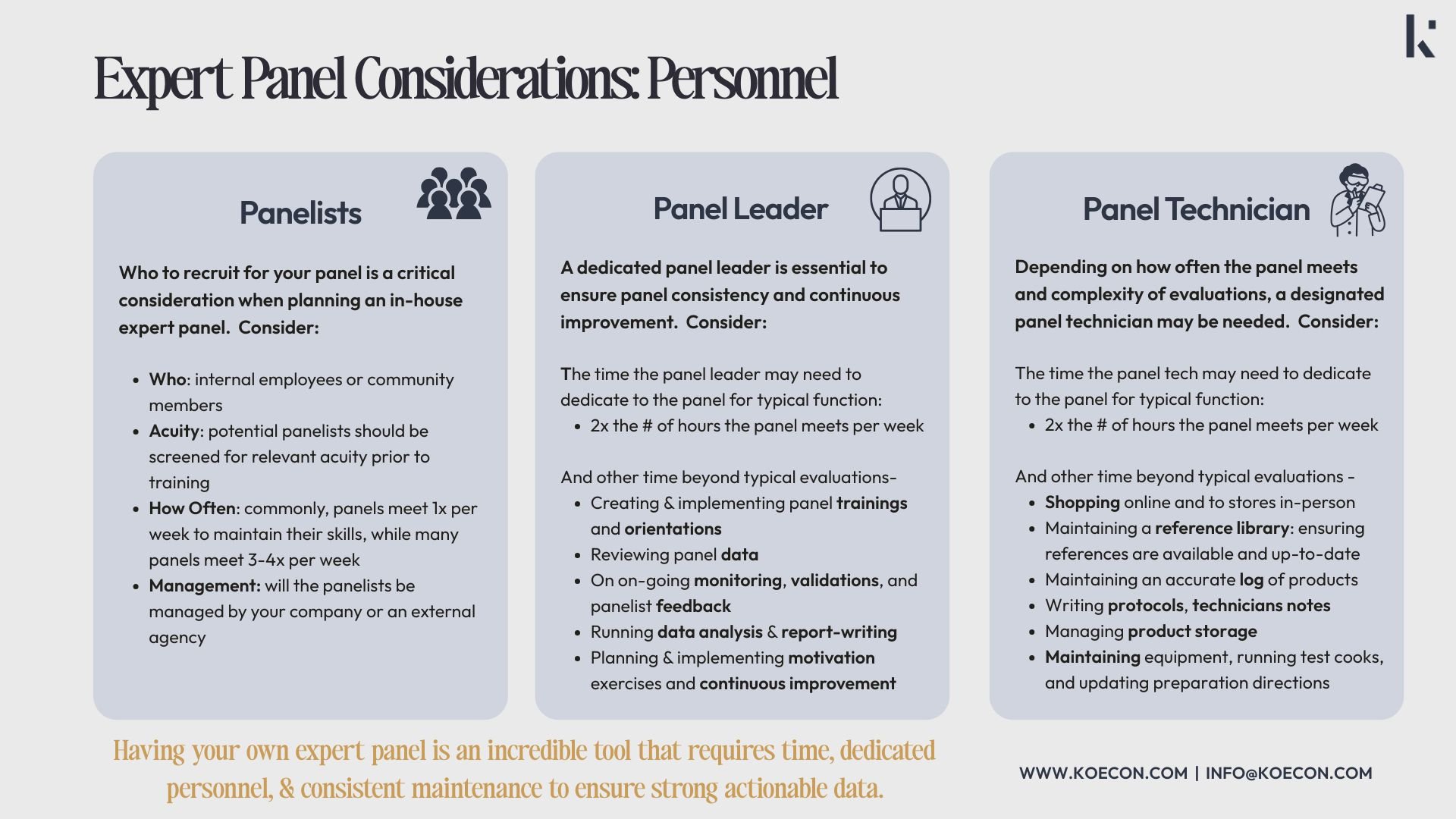 Expert Panel Considerations: Personnel