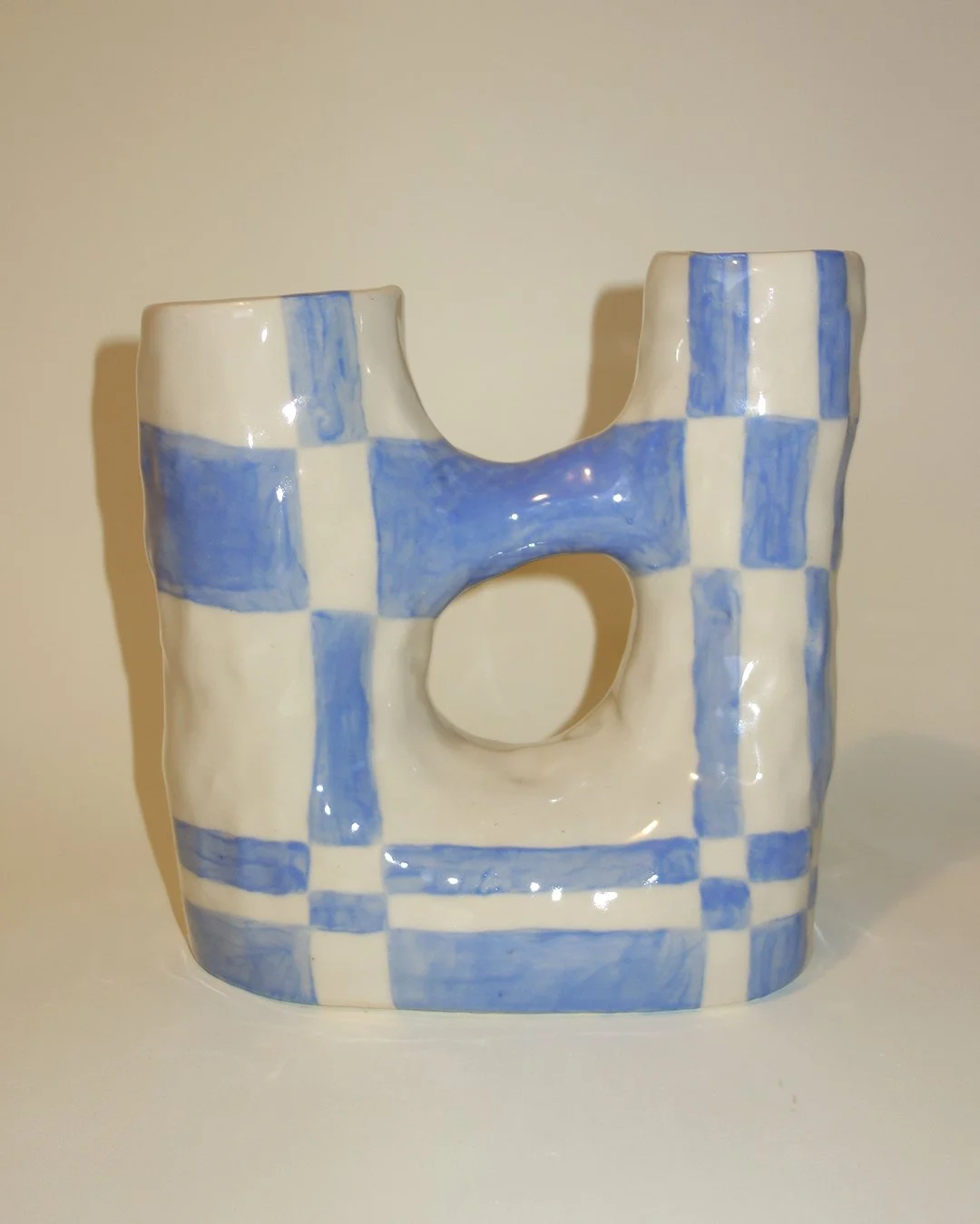 Blue Checker Vase
