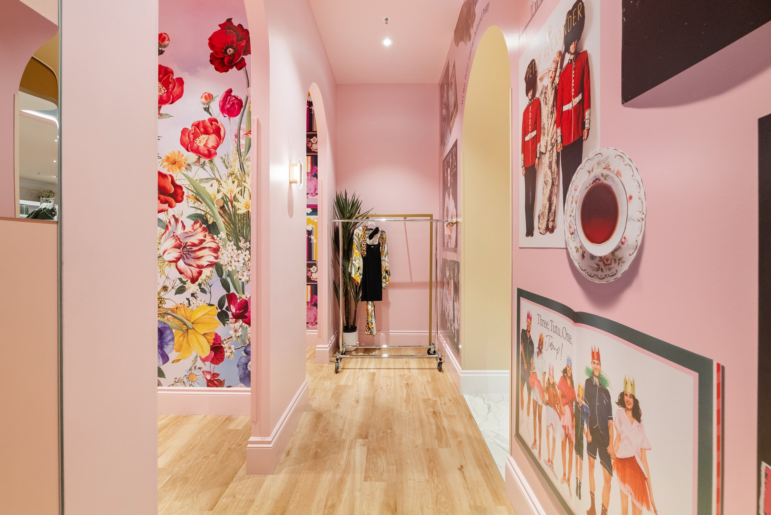 Detail shot of a changing room in a Peter Alexander store
