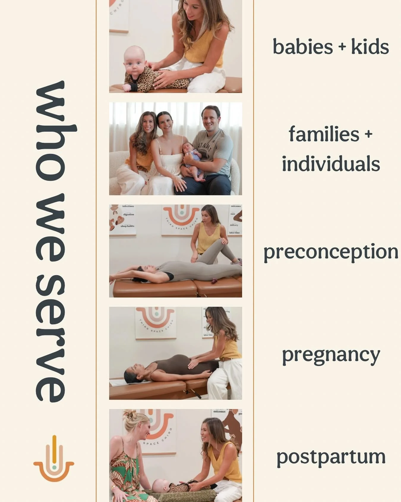 At Third Space Chiropractic, we&rsquo;re Miami&rsquo;s destination for specialized family care! 🌴
We proudly serve:
👶 Babies &amp; Kids - Gentle care from birth through childhood for optimal development
👨&zwj;👩&zwj;👧&zwj;👦 Families &amp; Indivi