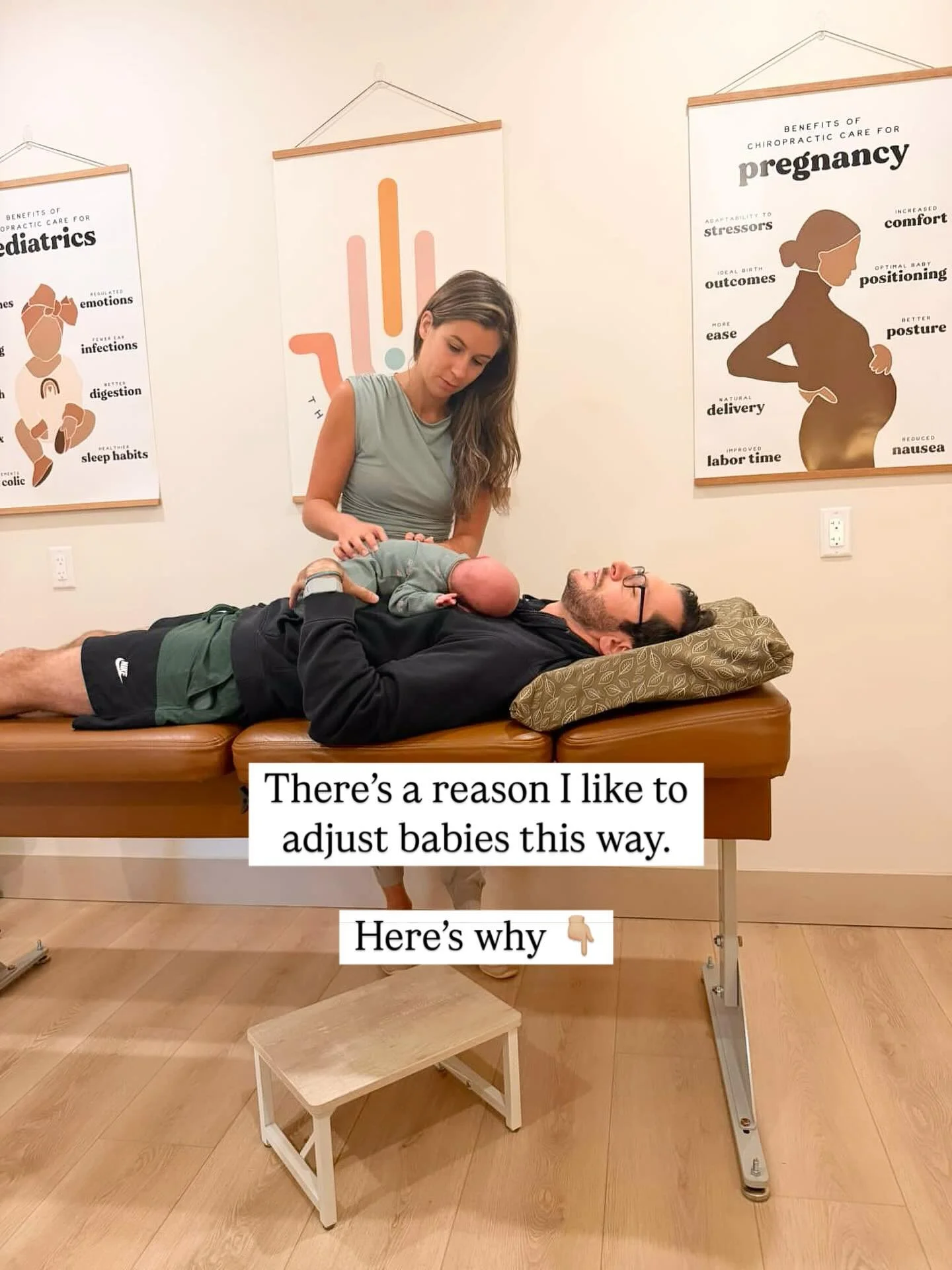 There&rsquo;s a scientific reason why babies can relax when held close by their parents - and it&rsquo;s the same reason I choose to adjust them this way.

Research shows that newborns are hardwired to seek as much physical contact as possible in tho