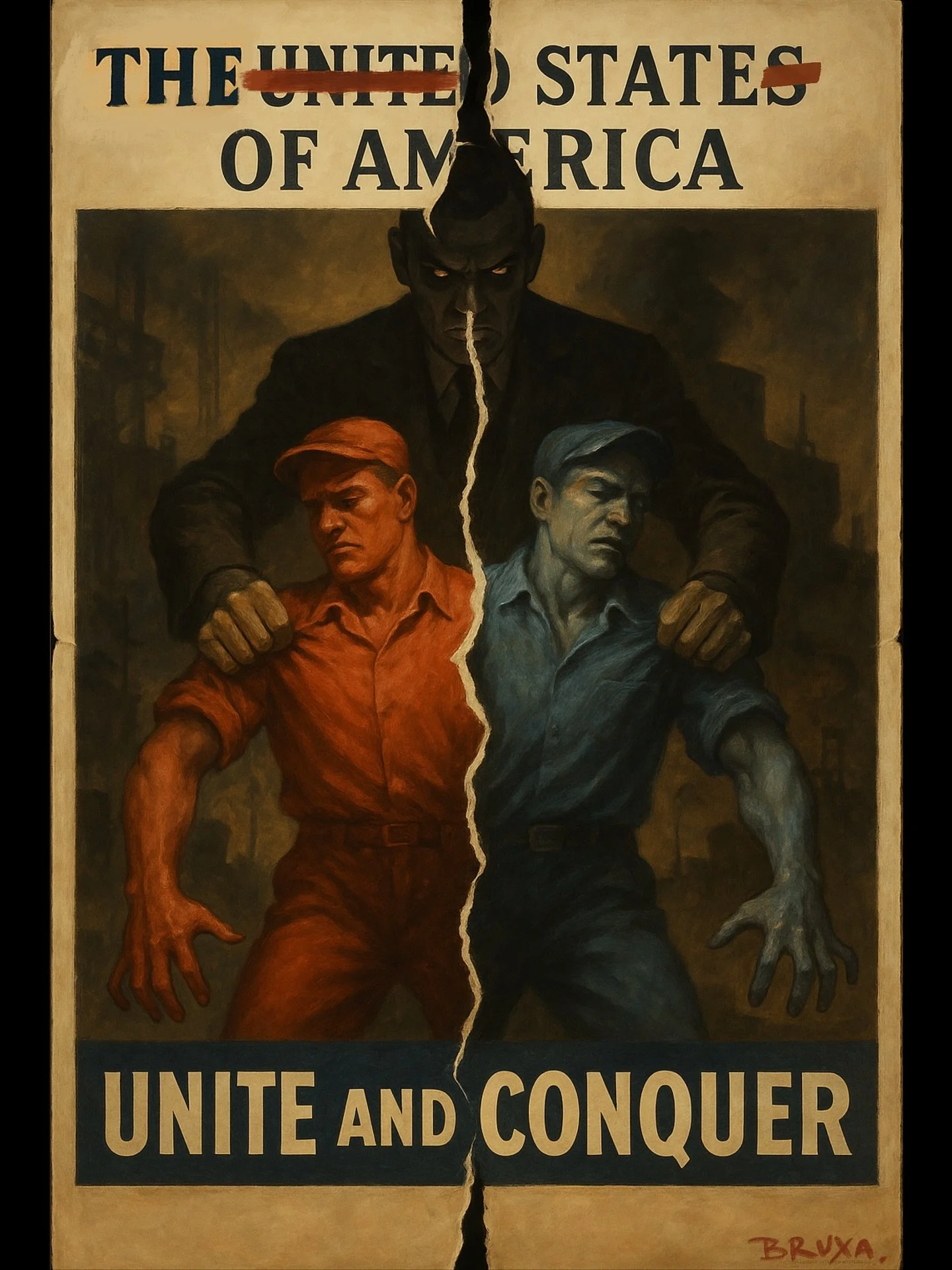 The State of America 
Mixed-media digital illustration, October 2025
Bruxa.