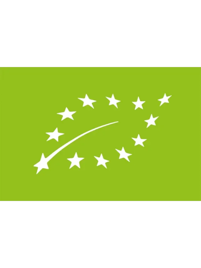 EU organic leaf logo with Croatian certification code on product label