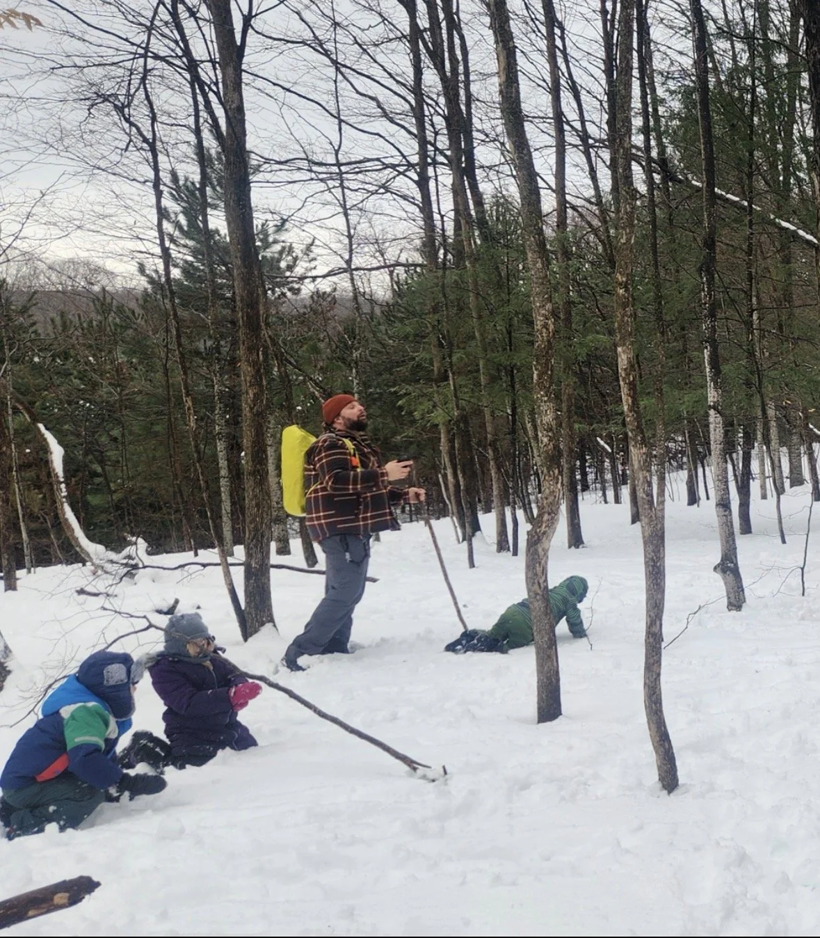 Guiding Students in outdoor activity in the snow