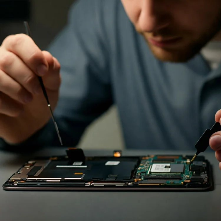 Technician working on a tablet