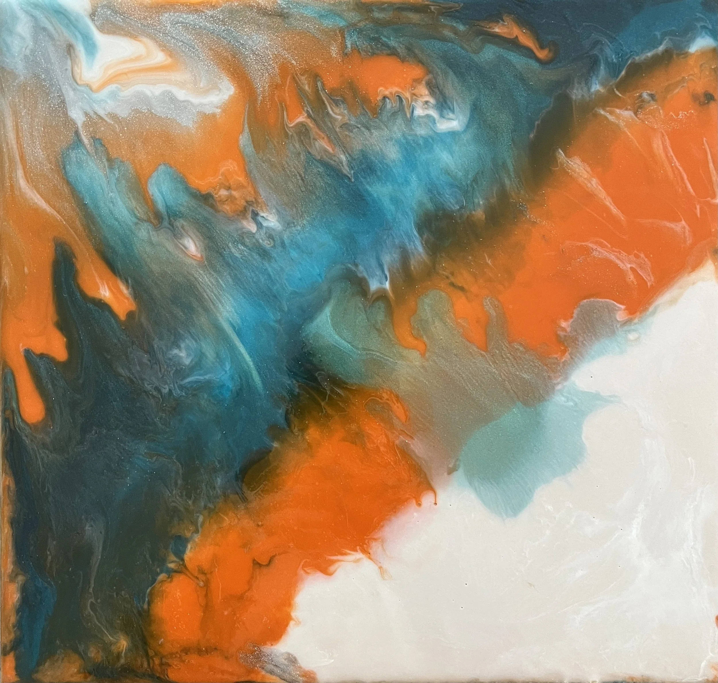 Square resin 30cm - orange tide
