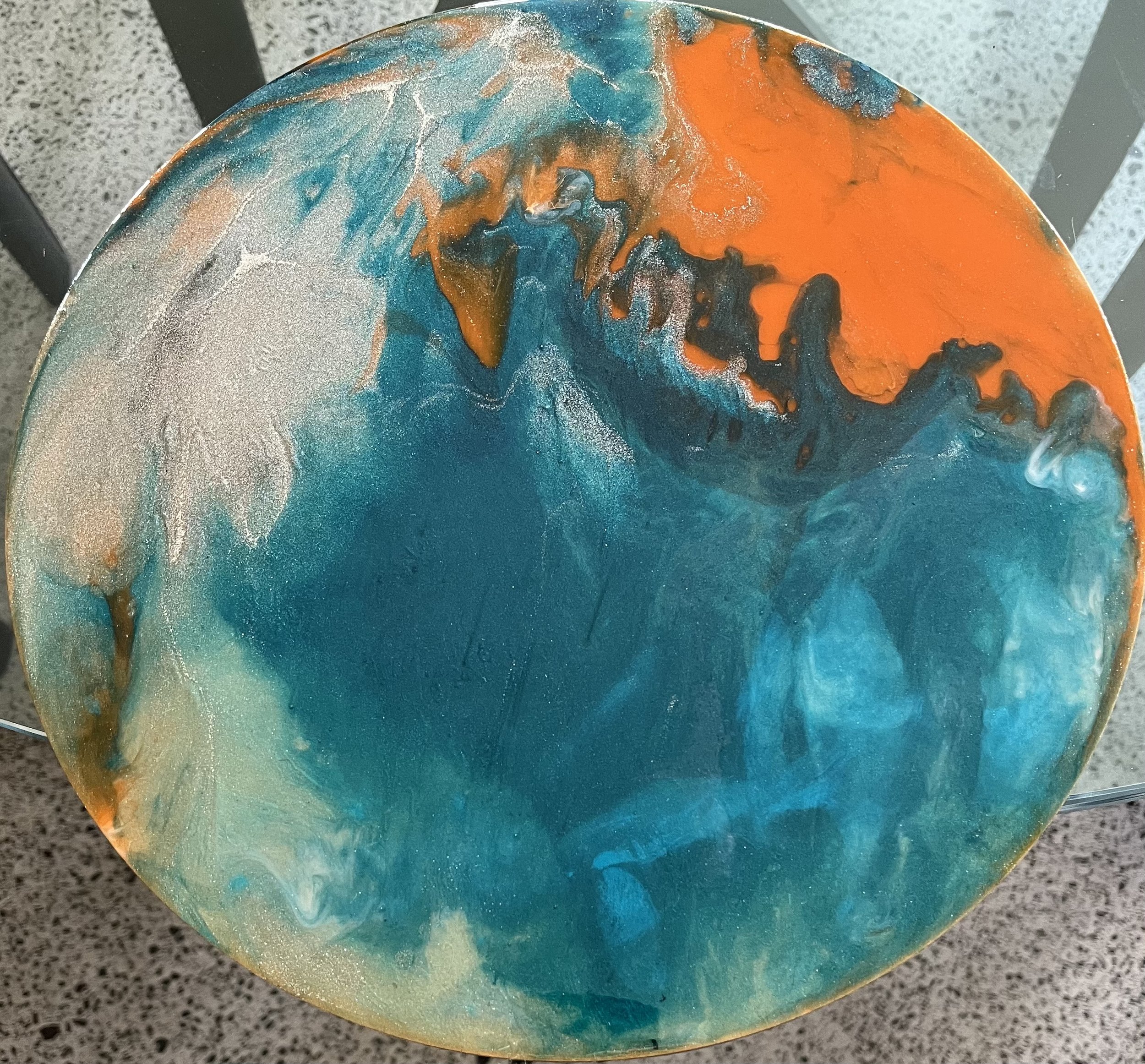 Round resin 30cm - blue planet