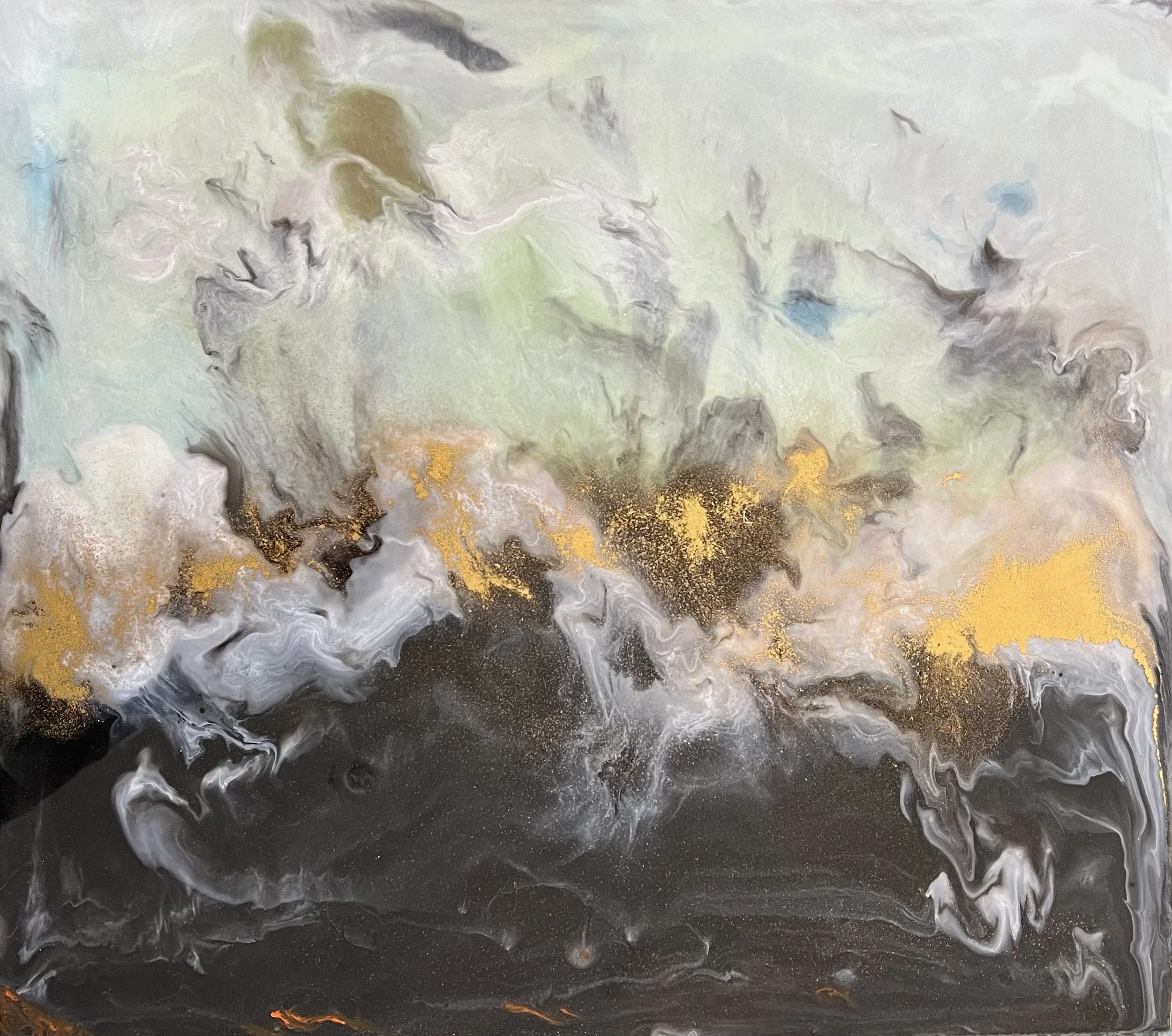 Rectangle resin 45*40cm - golden storm