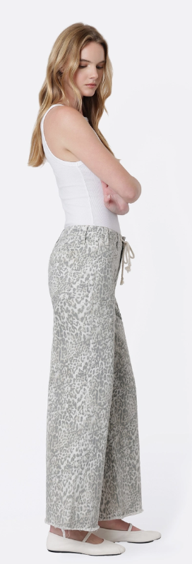 High Rise Leopard Drawstring Pant