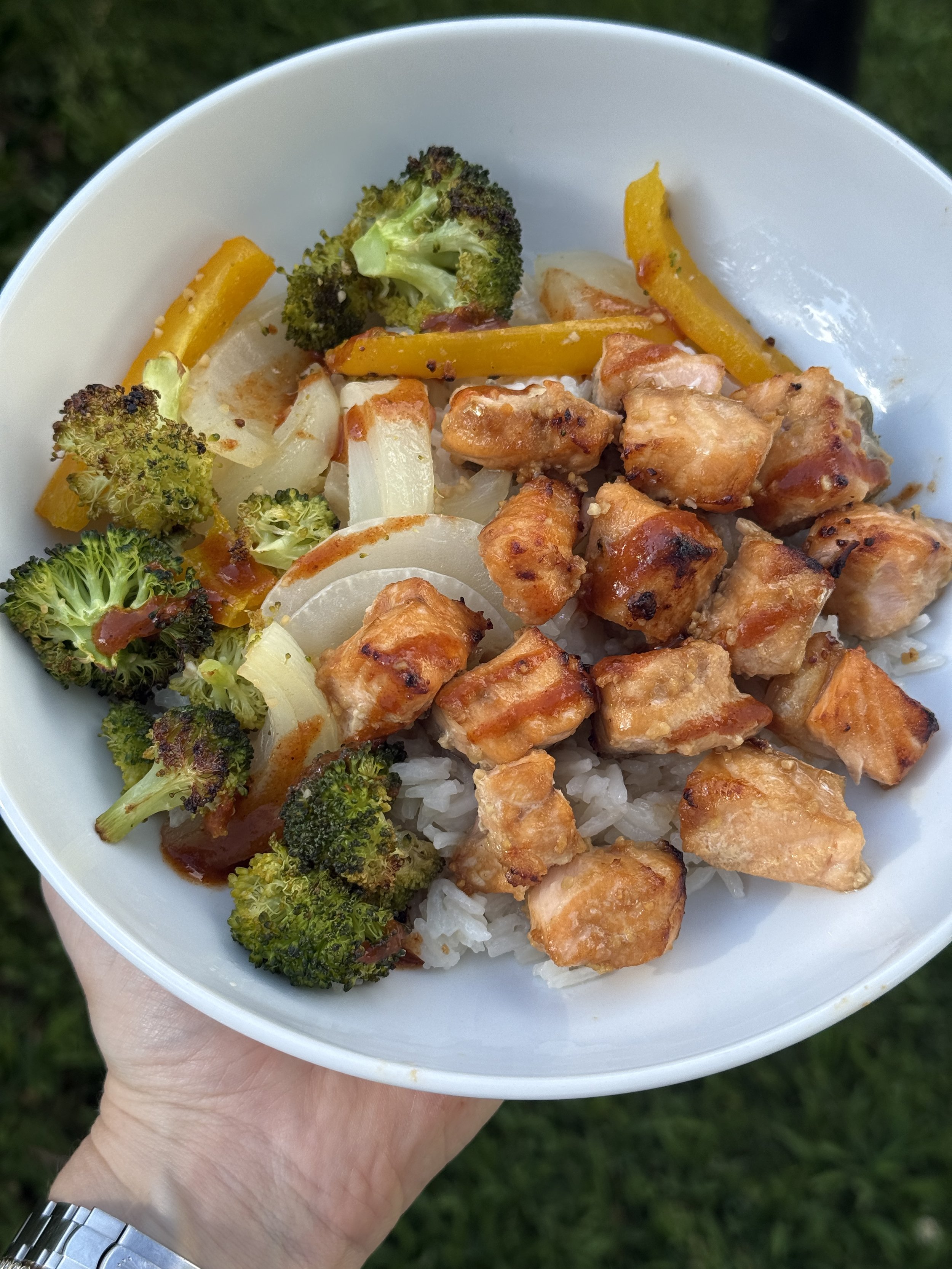 Honey Soy Air Fryer Salmon Bites