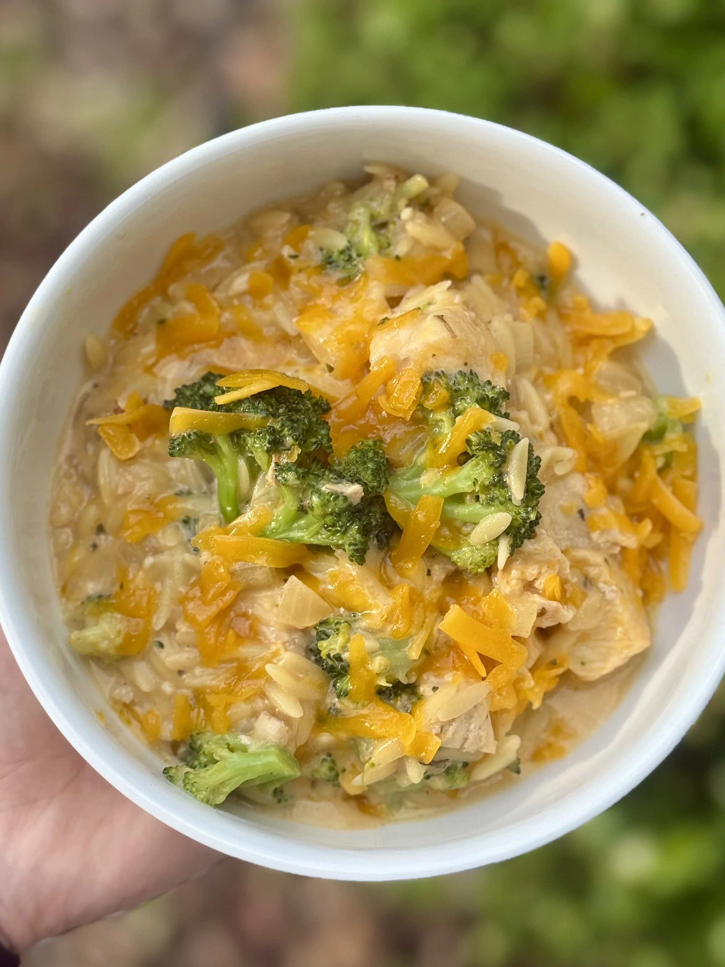 One Pan Broccoli Cheddar Chicken Orzo