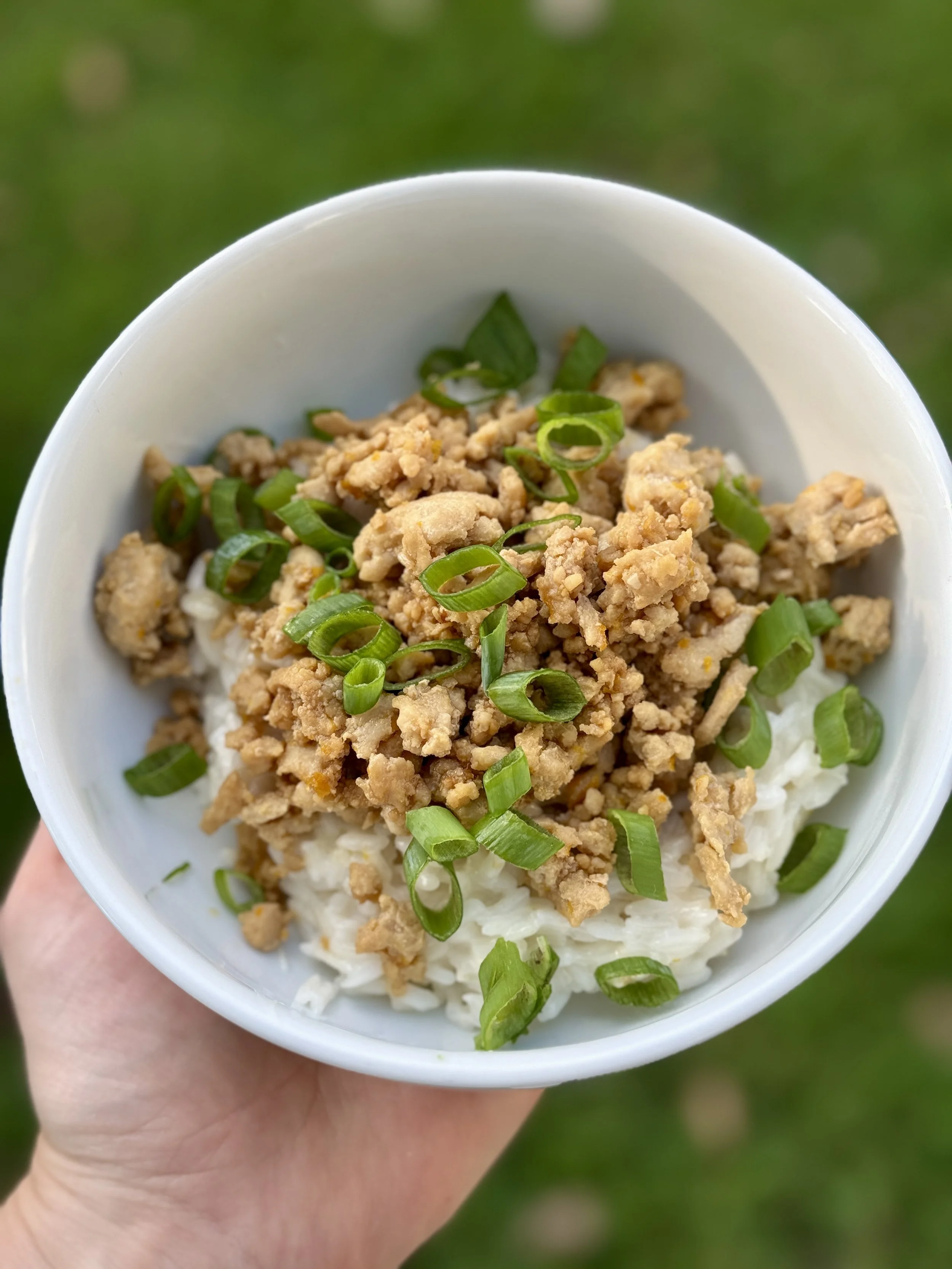 Orange Ground Chicken with Coconut Rice