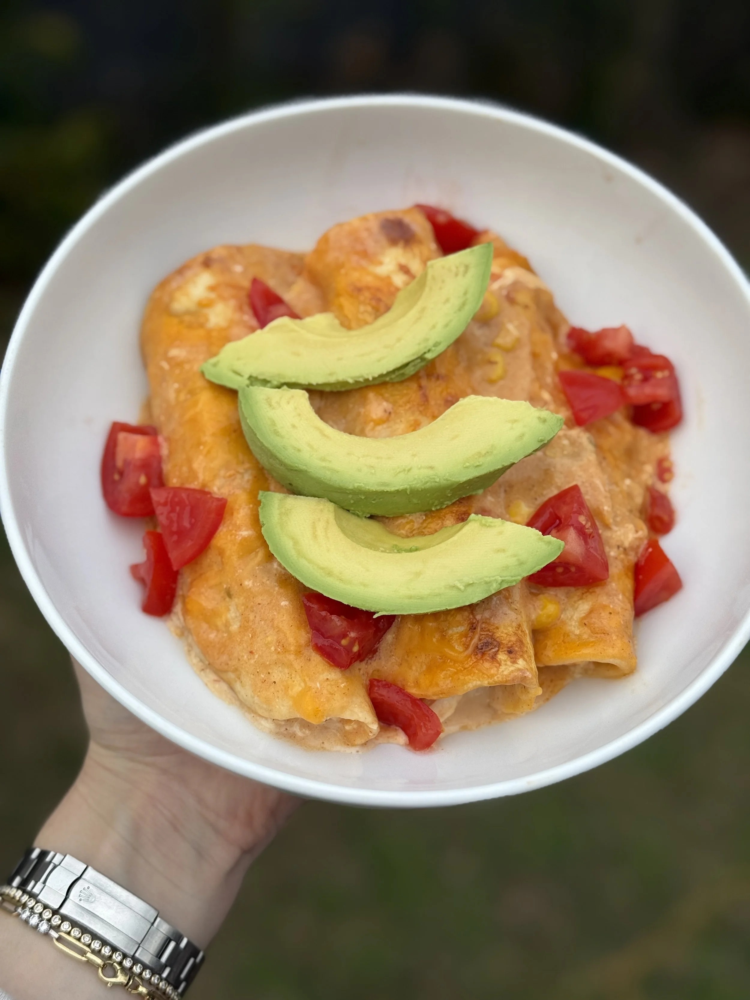 Sour Cream Rotisserie Chicken Enchiladas