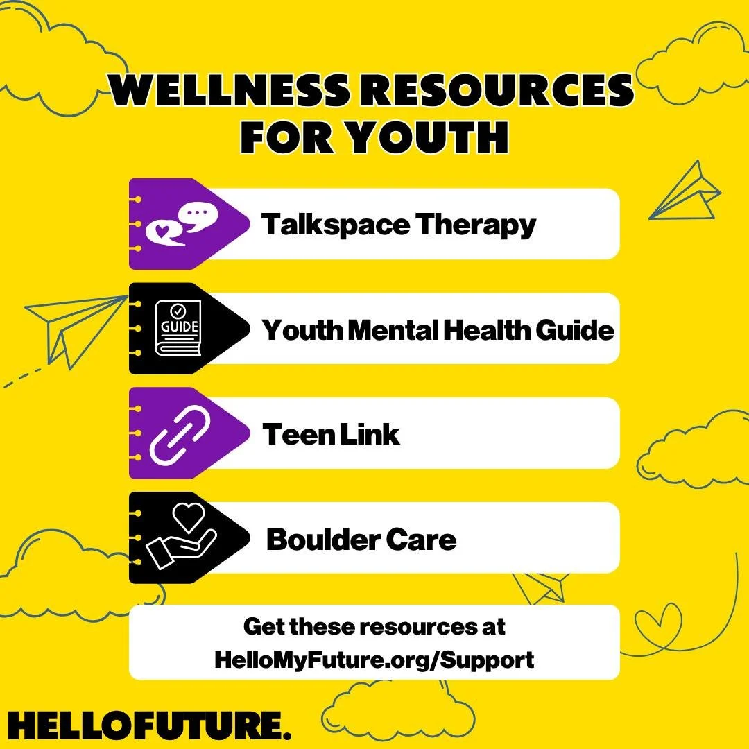 We are here to give all the resources you need for National Wellness Month! These 4 resources are available to help you with your own wellness journey. 

Access these and more through Hellomyfuture.org/Support 💛

#NeighborhoodHouse #HelloFuture #Mor