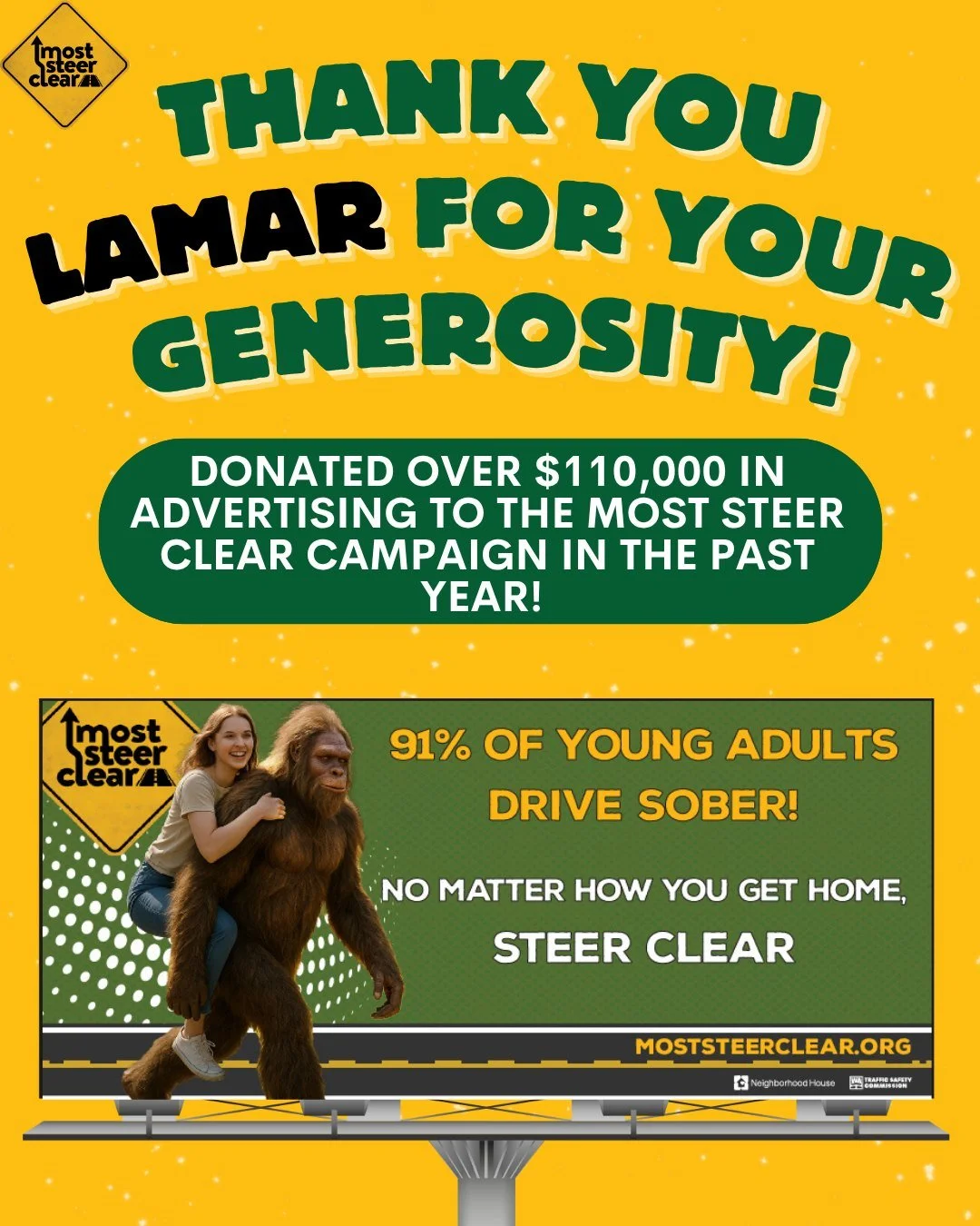 This Thanksgiving week, we&rsquo;re especially grateful for our incredible billboard partner @lamaradvertisingcompany who help keep our roads and communities safe. 🦃🧡

Your generosity and commitment to sharing positive, youth-centered messages make