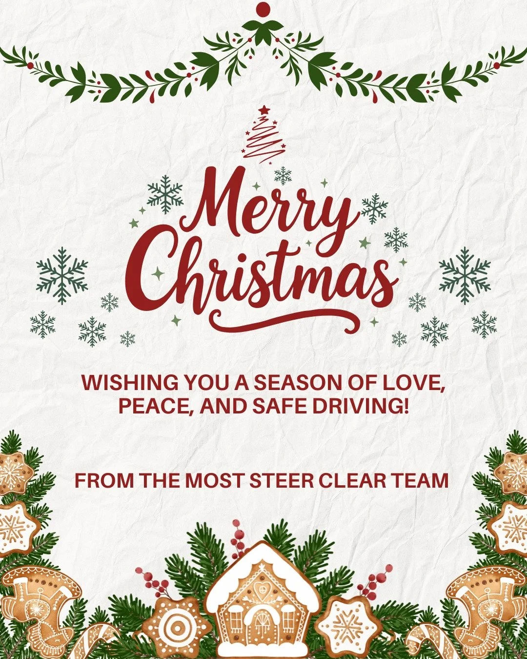 Happy Holidays from the Most Steer Clear team! 

Safe driving everyone!🎄🎁❄️

#moststeerclear #neighborhoodhouse #communityhealth #youngadult #prevention #kingcounty #nonprofit #seattle #peirce #peircecounty #snohomish #snohomishcounty #statistics #