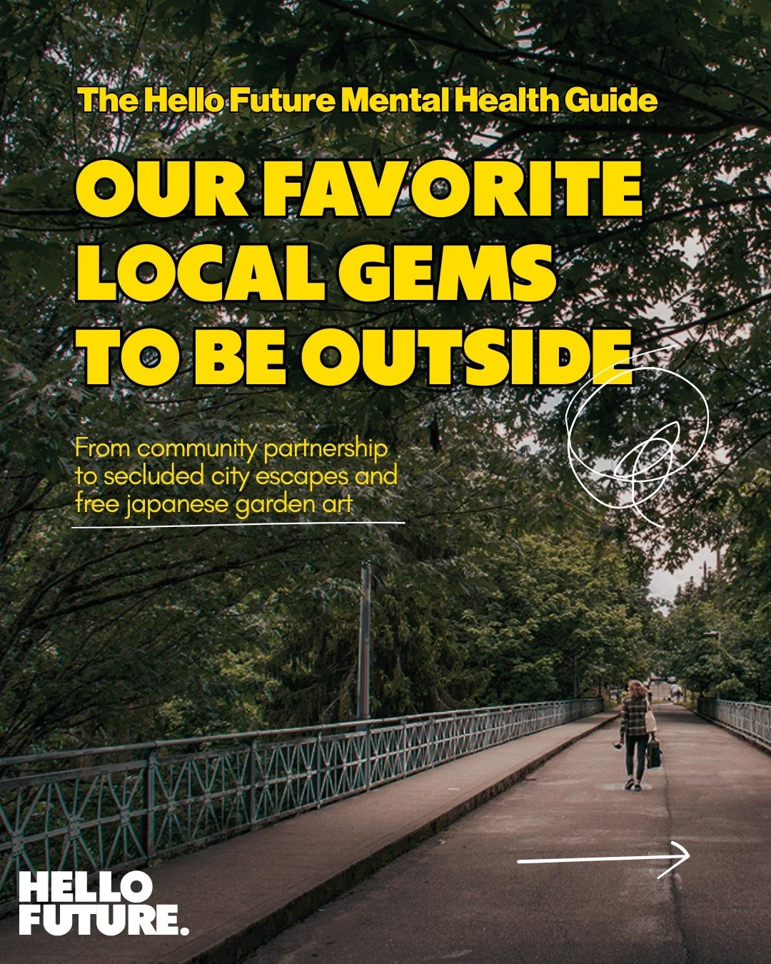 Introducing The Hello Future Mental Health Guide! 📖💛

Being outside can help our Mental Health tremendously! Hello Future has complied a couple of our favorite outdoors gems that you can visit too if you are looking to spend some more time outdoors