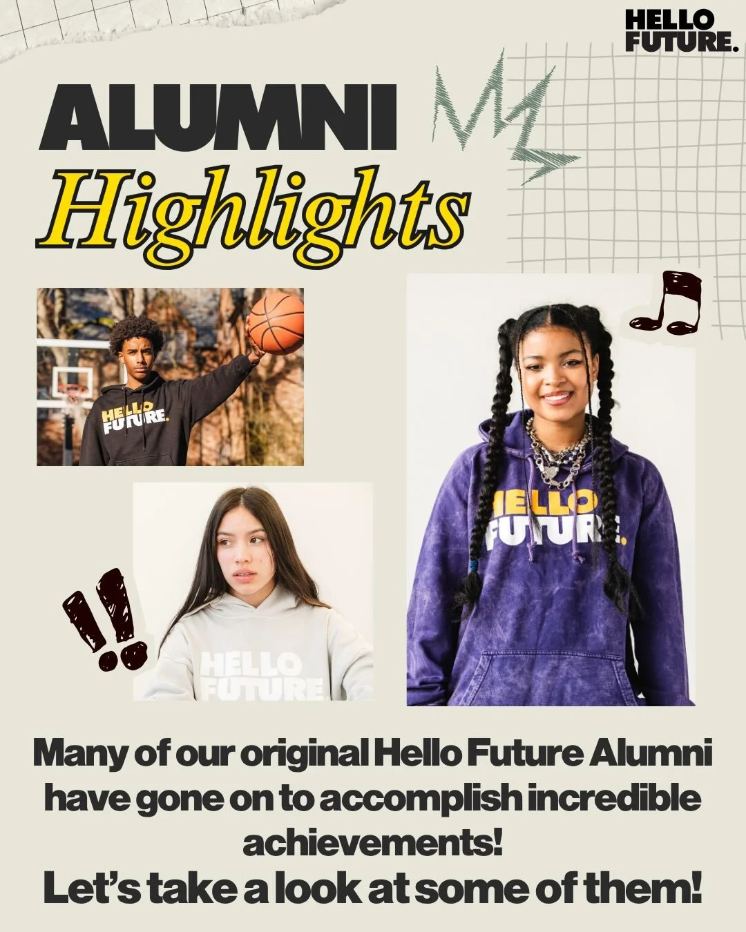 From classrooms to college campuses, art competitions to leadership opportunities, Hello Future alumni continue to make us proud! Congratulations to our Alumni for all of their accomplishments! 💛🖤

Watching our original members grow into artists, a