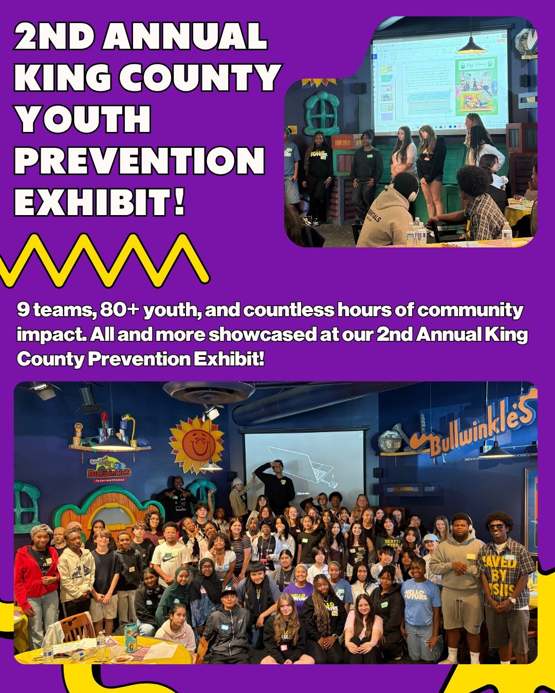 This week we proudly hosted our "2nd Annual King County Prevention Exhibit"🎉💛🖤

More than 80 youth from across King County came together in 9 teams to showcase the substance use prevention and mental health promotion projects. These grou