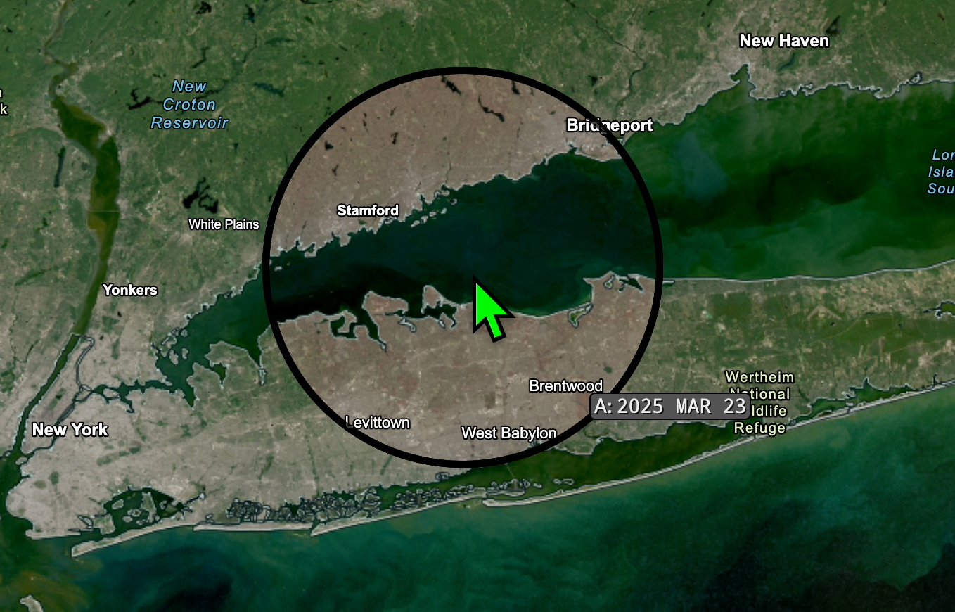 NASA Worldview image of showing Long Island Sound