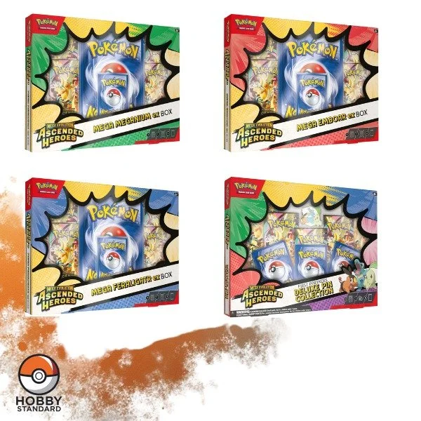 Ascended Heroes&rdquo; Mega Meganium ex, Mega Emboar ex, and Mega Feraligatr ex Boxes and Deluxe Pin Collection Revealed
