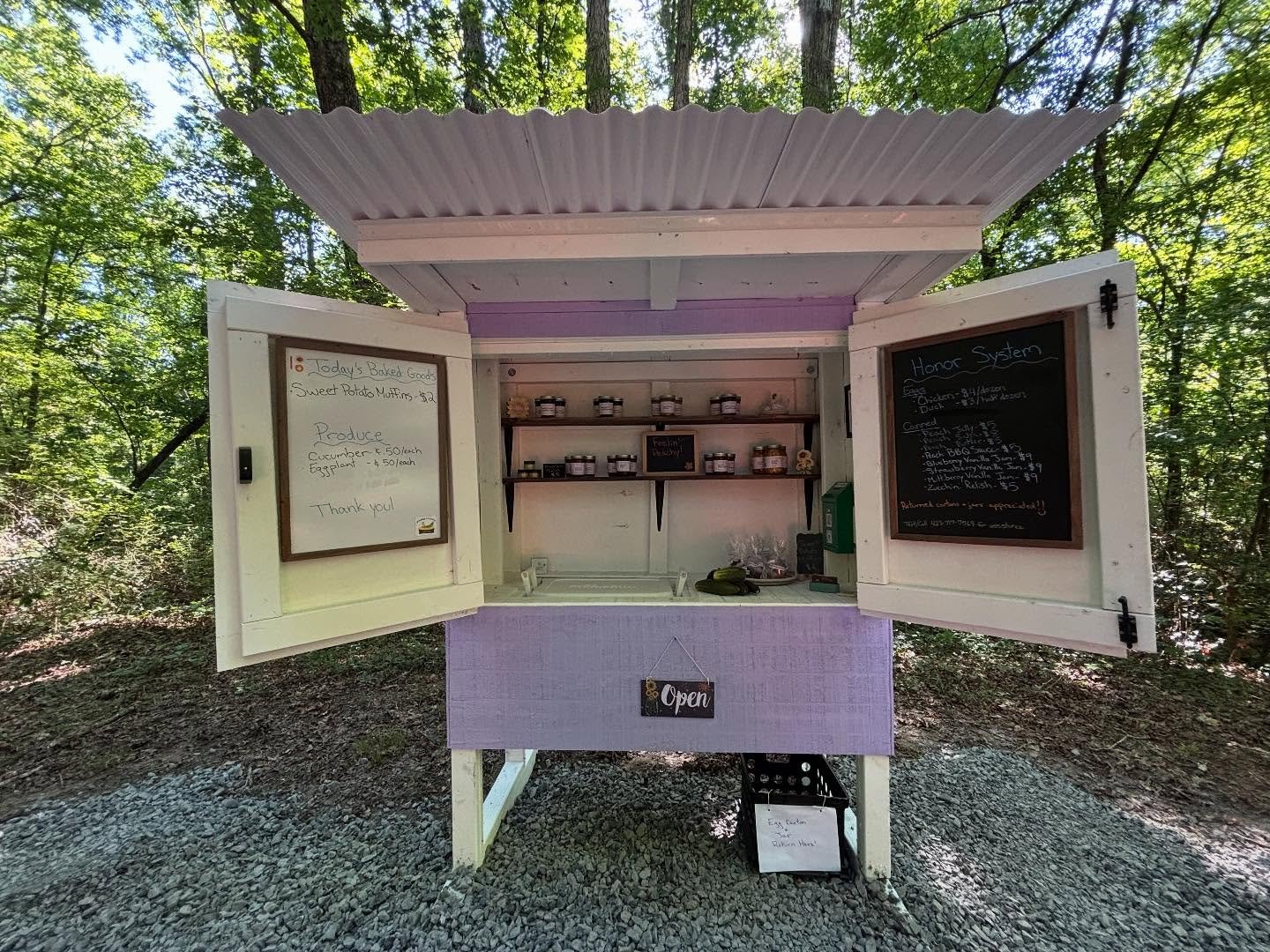 We’re open!!! Stop by and see what we have available today!
1110 Boanerges Church Rd. Old Fort, TN 37362
10am- sundown, 7 days a week
#farmstand #honorsystem #fresheggs #freshproduce #jam #bakedgoods #purplestand #community