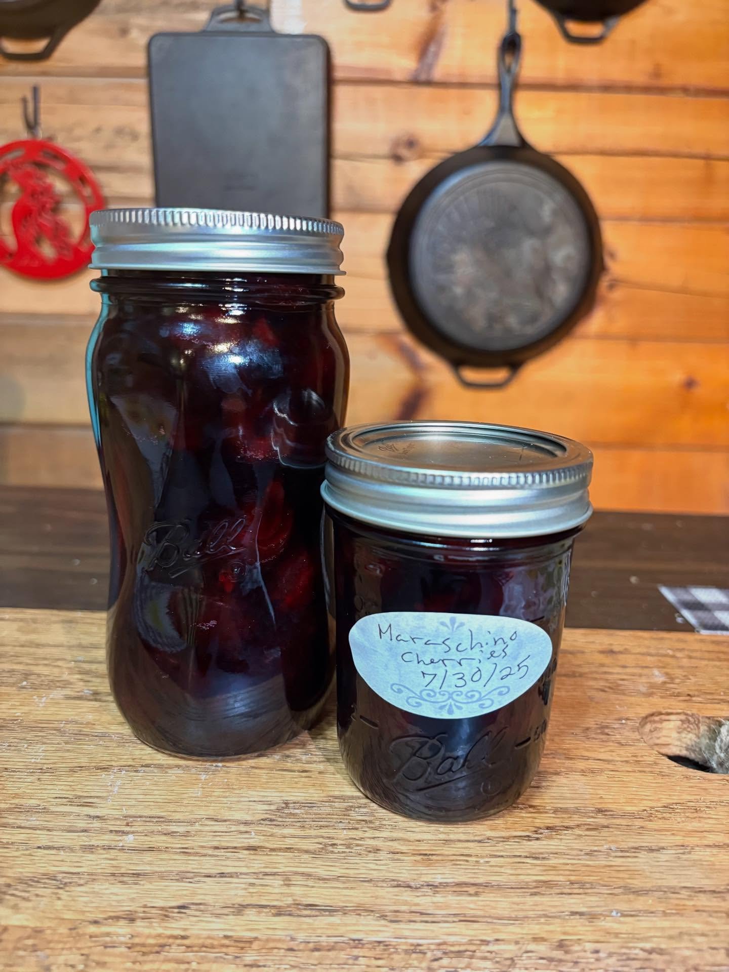 All of the beauty, none of the red40. This is what canned cherries are supposed to look like! 🍒
We put up 12 half pints and 6 pints of maraschino cherries today. That box of cherries from @azurestandard I posted the other day pitting, it equalled