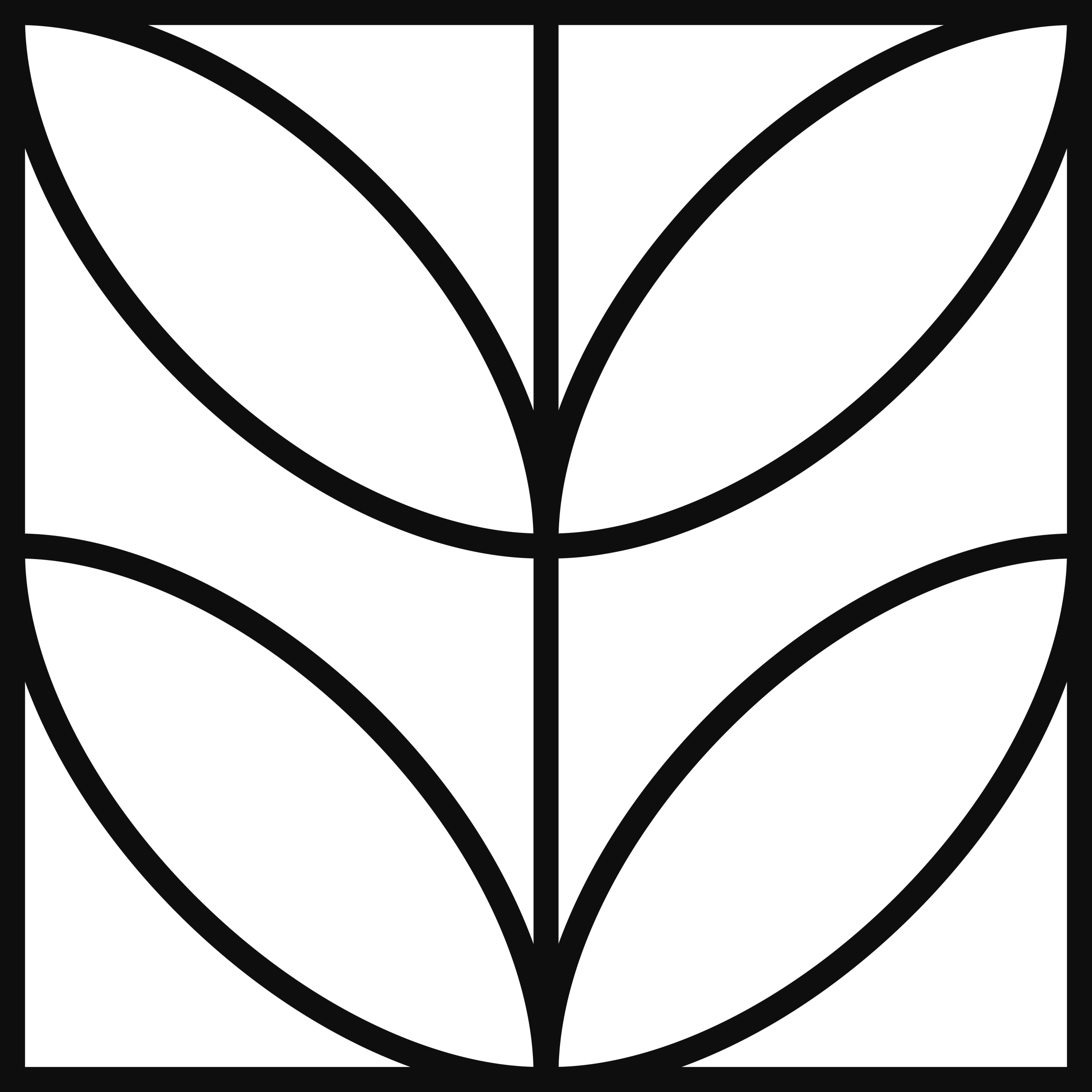 Geometric drawing of an outline square with sections divided by vertical, horizontal, and diagonal lines.