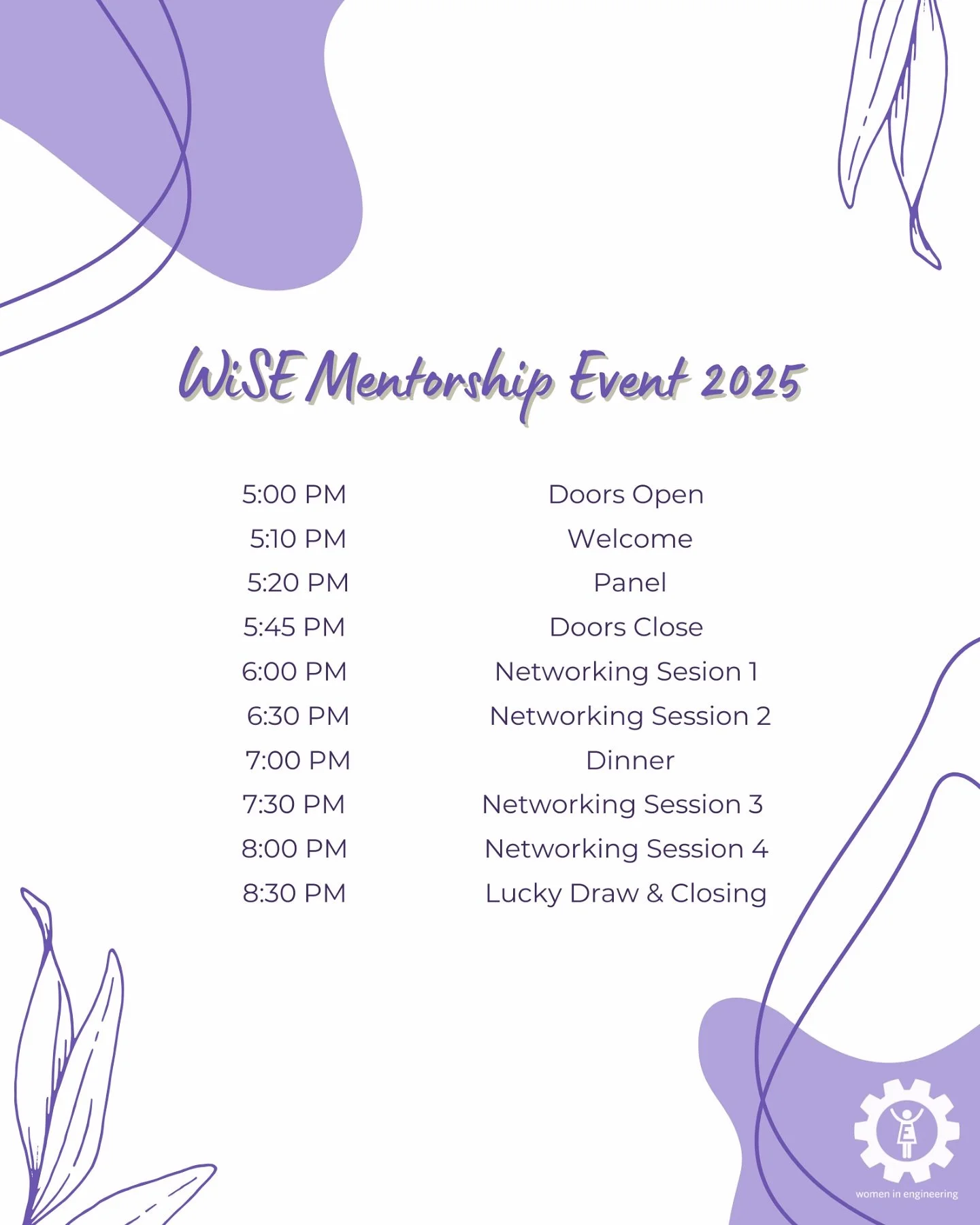 Check out our schedule for our event this Wednesday! We can't wait to see you there 💜