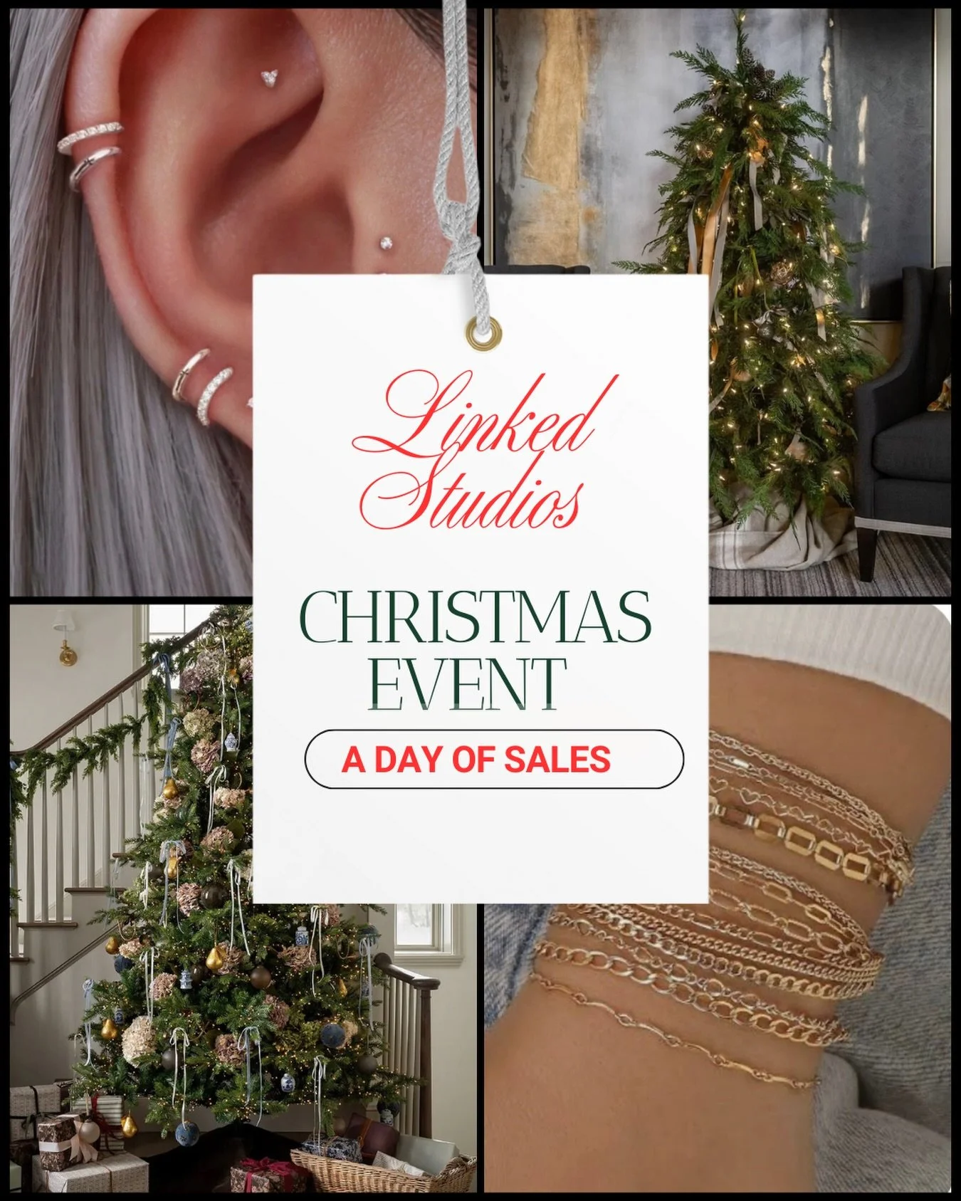 Grab your besties and come celebrate the season with us on
📅 Saturday, December 20th
⏰ 10 AM &ndash; 5 PM

We&rsquo;re spreading the holiday cheer with 30% OFF ALL SERVICES 👇
✨ Permanent Jewelry
✨ Piercing
✨ Charm Bar
✨ Trucker Hats, Beanies, Cross