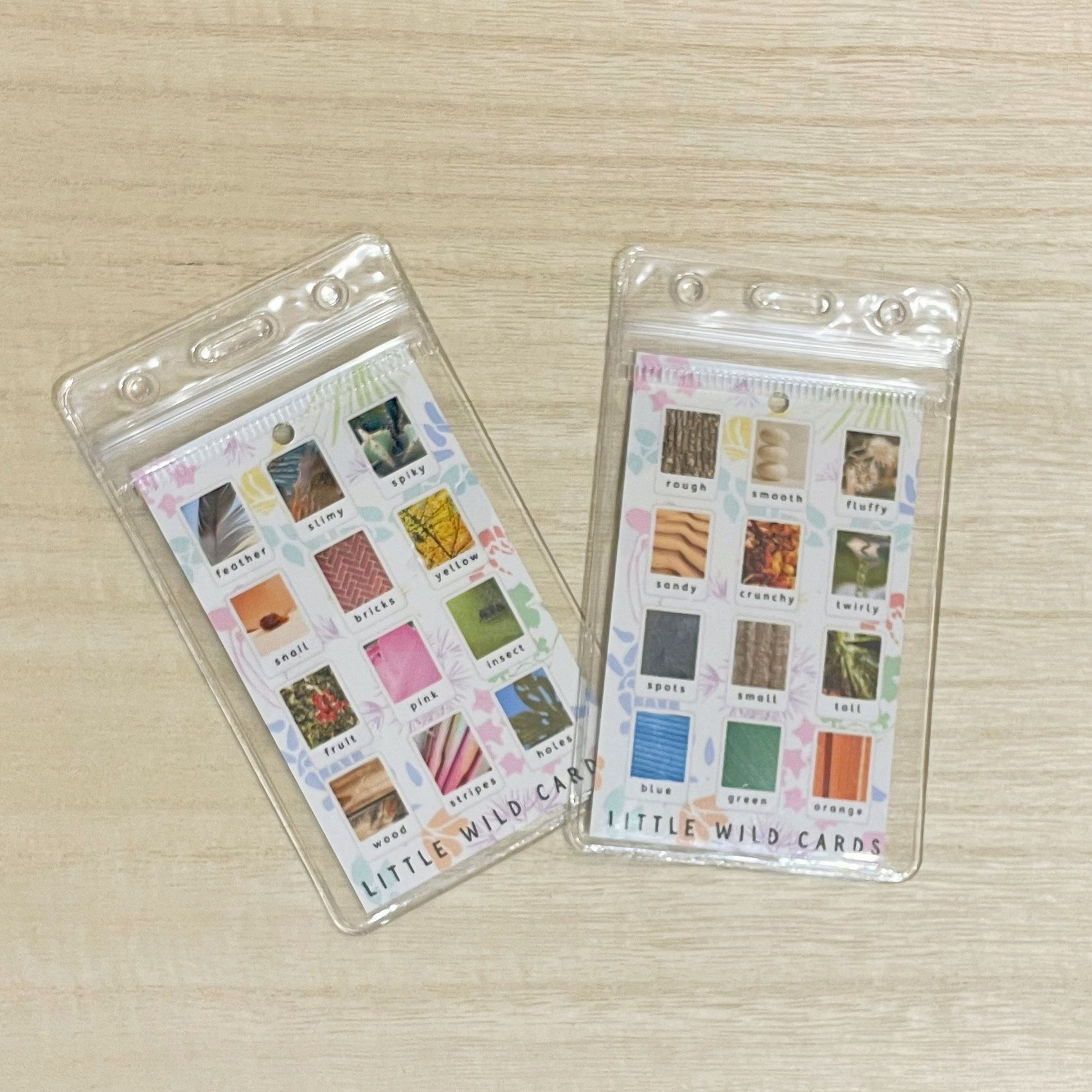 Lanyard-compatible index cards and plastic pockets included in the Little Wild Cards Group Set