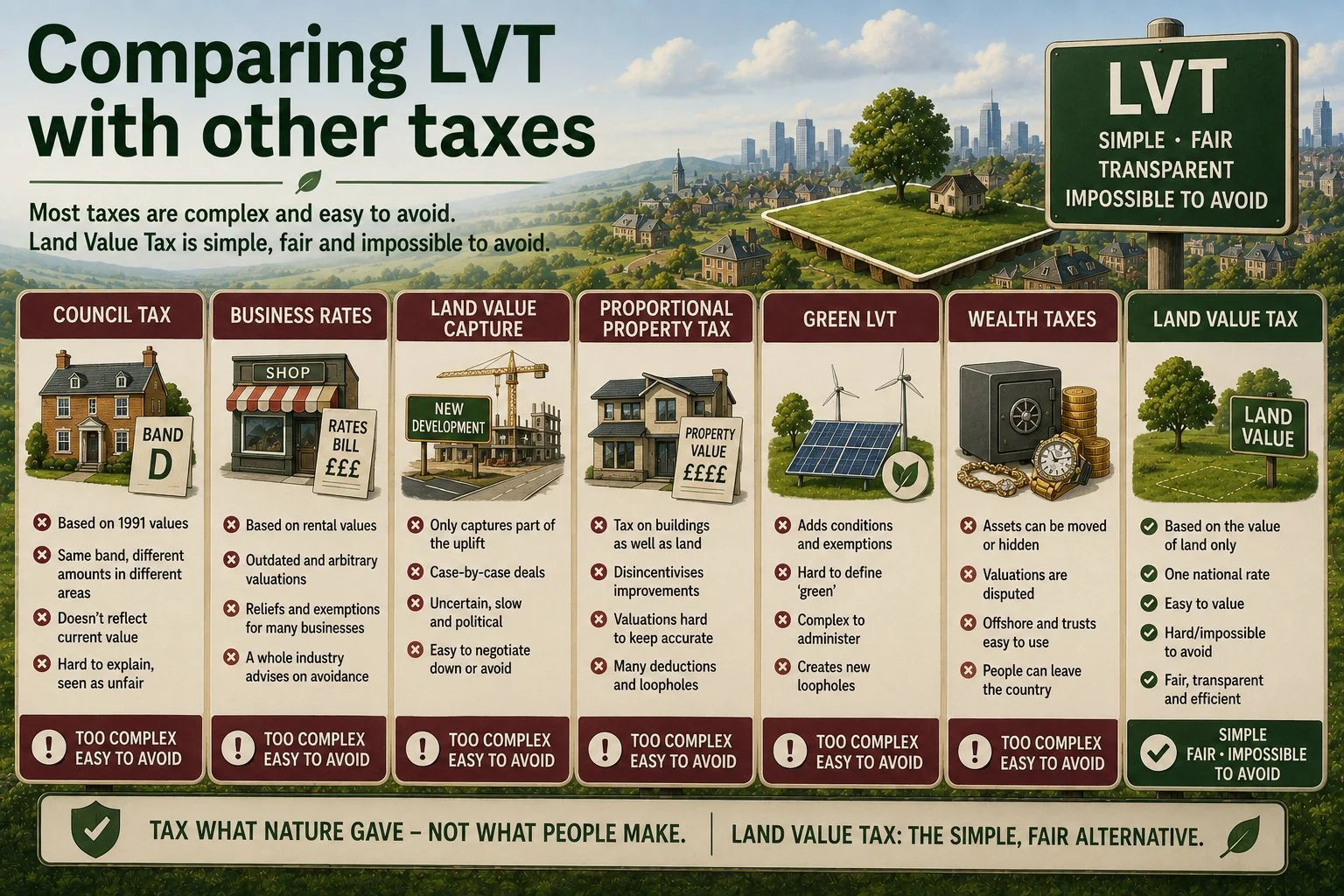 Comparing LVT with other taxes