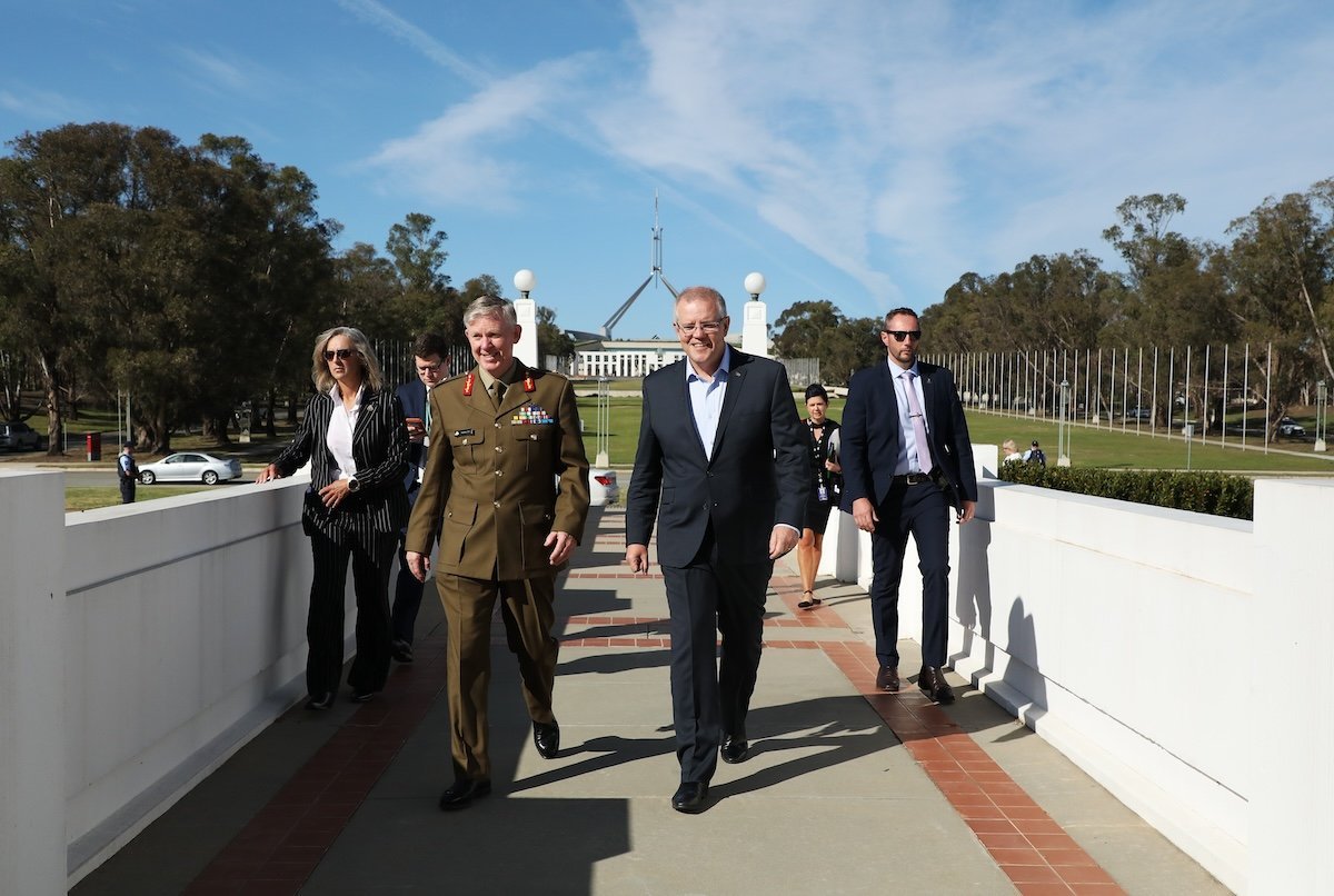 Scott Morrison in front of Parliament House
