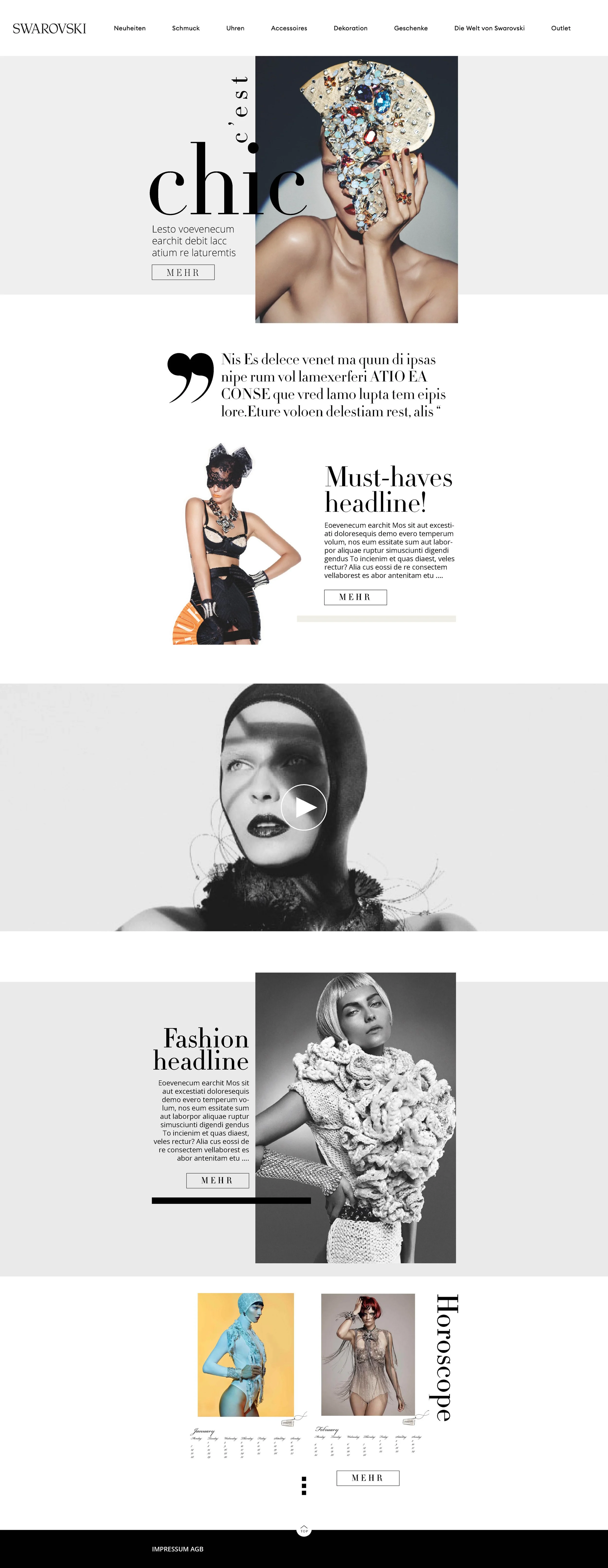 Website-Design für Swarovski, modernes und elegantes Layout, umgesetzt von imagespy.
