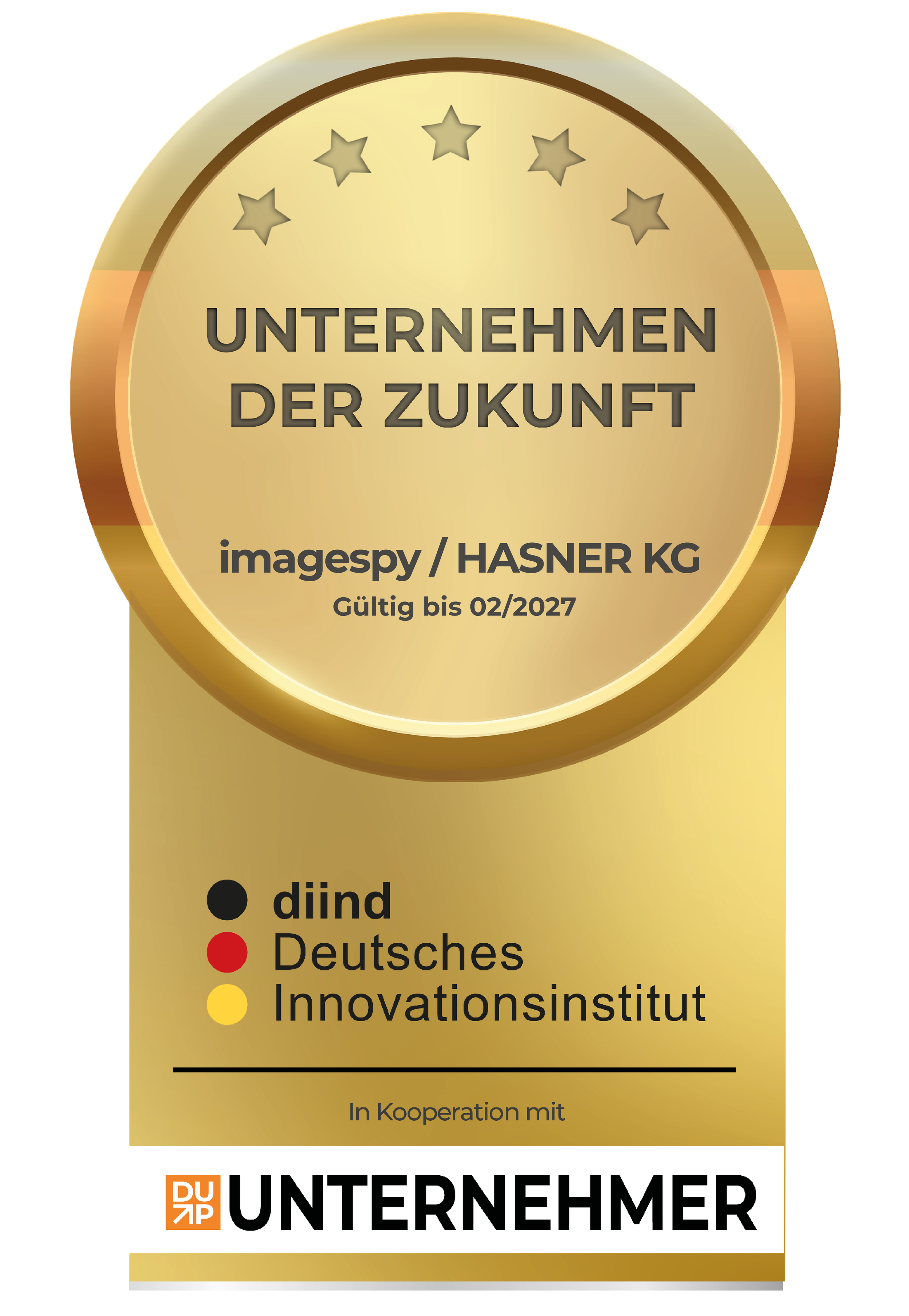 Siegel Deutsches Innovationsinstitut für Nachhaltigkeit und Digitalisierung (diind) für imagespy/Hasner KG