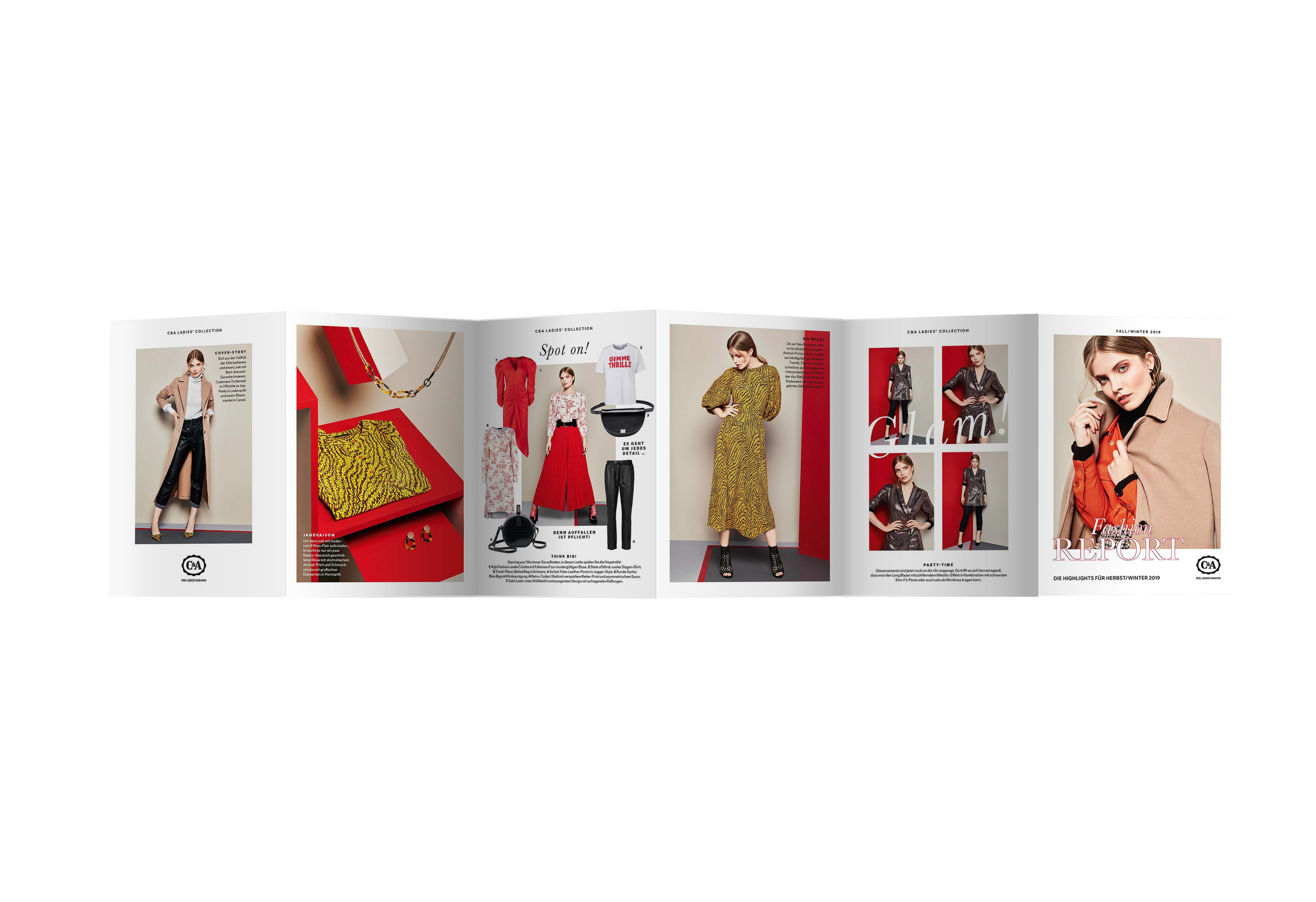 Vorderseite des C&A Yessica Premium Lookbooks H/W 2019 mit People- und Still-Fotografie, Freisteller-Seite, PR Special von imagespy.