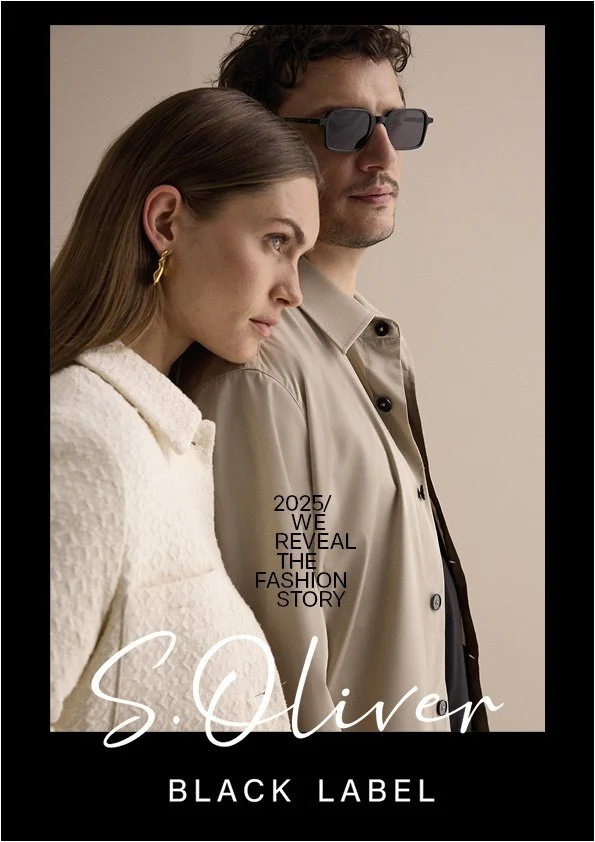 Cover des s.Oliver Black Label Salesfolders: Elegantes Couple in zeitloser Fashion, visuell umgesetzt von imagespy.