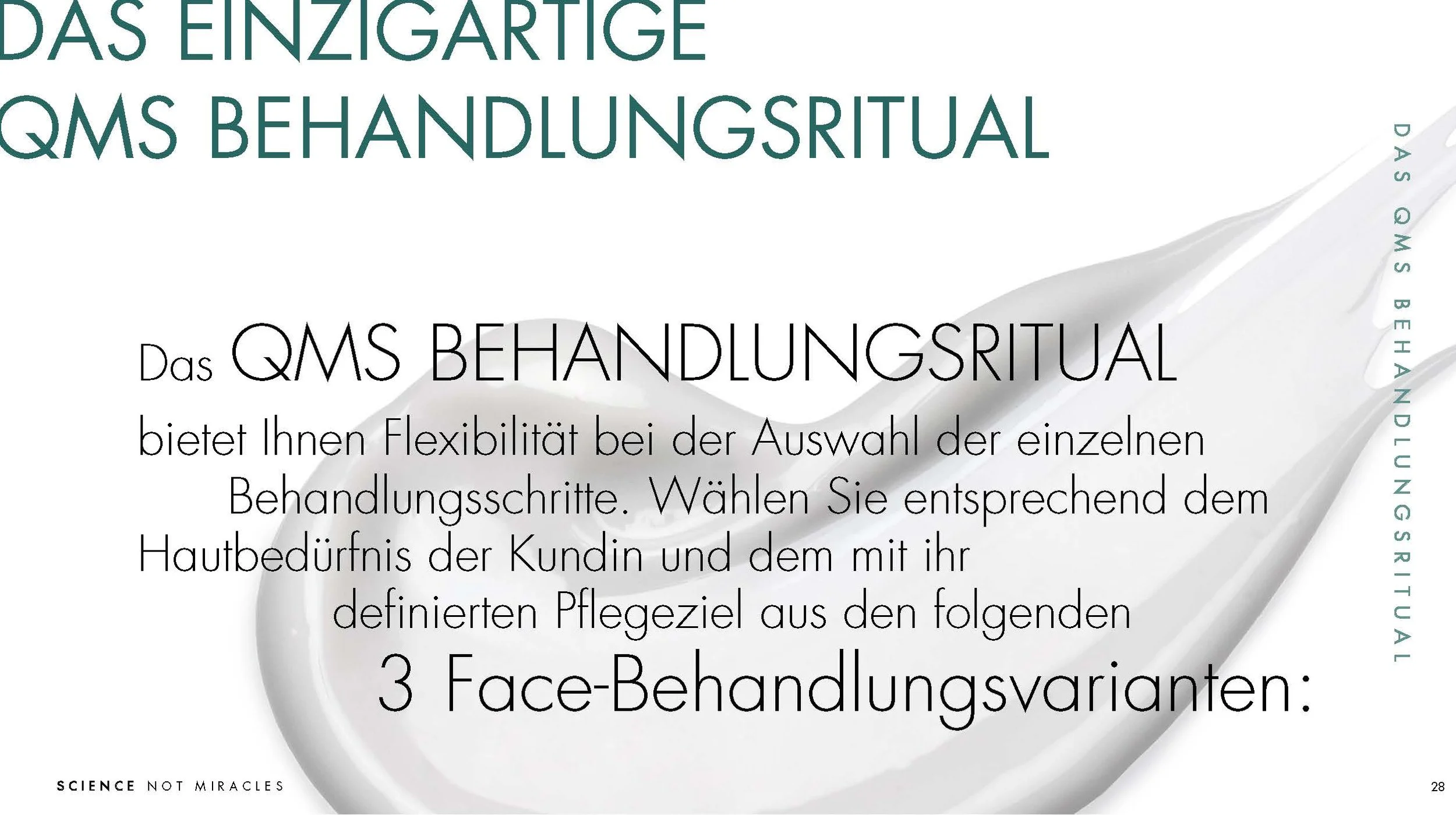 Chart „Behandlungsritual“ aus dem QMS E-Learning-Tool mit reduziertem Layout, Text auf weißem Hintergrund mit weißem Cremekleks, umgesetzt von imagespy.