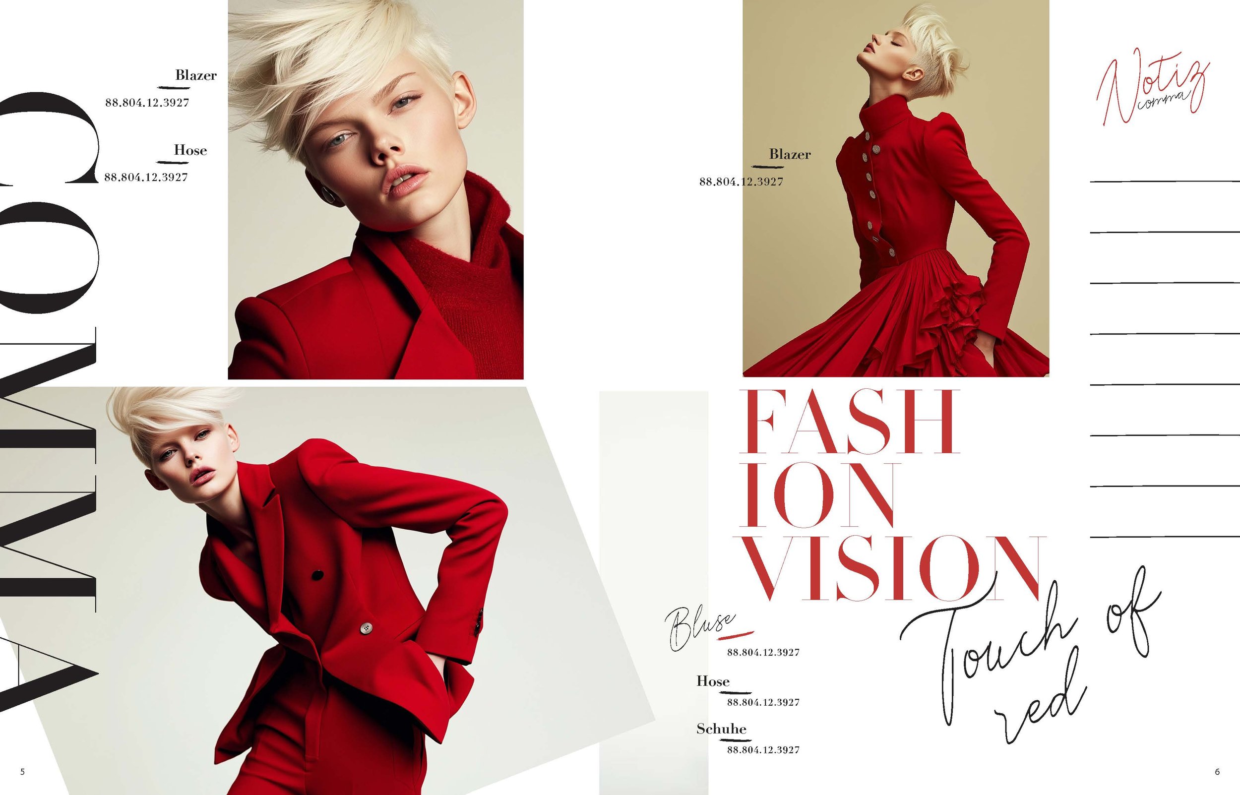 Seite 2 des comma Folders mit Fashion Vision, hochwertiger Gestaltung und aufmerksamkeitsstarkem Layout