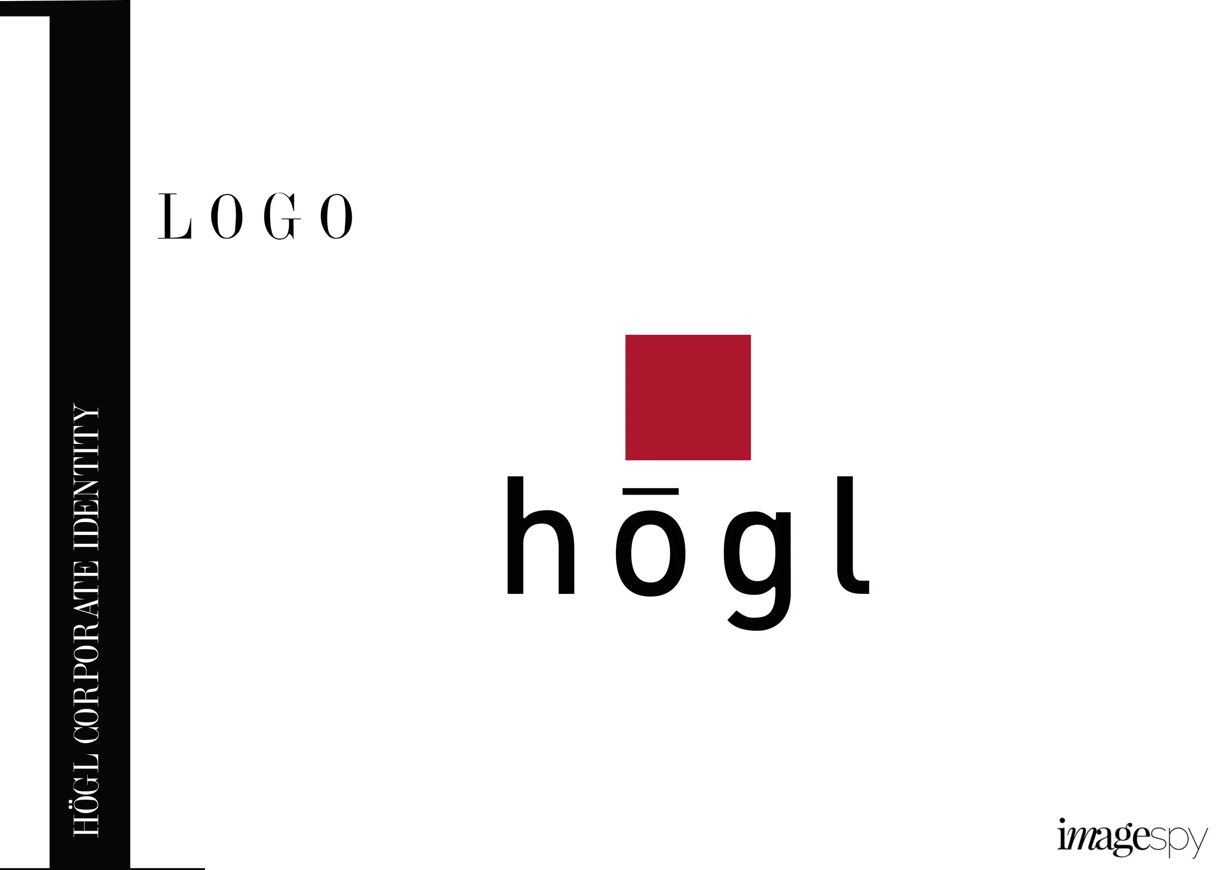 CI-Logo-Chart der Marke Högl mit rotem Rechteck und darunter platziertem Högl-Schriftzug, entwickelt von imagespy.