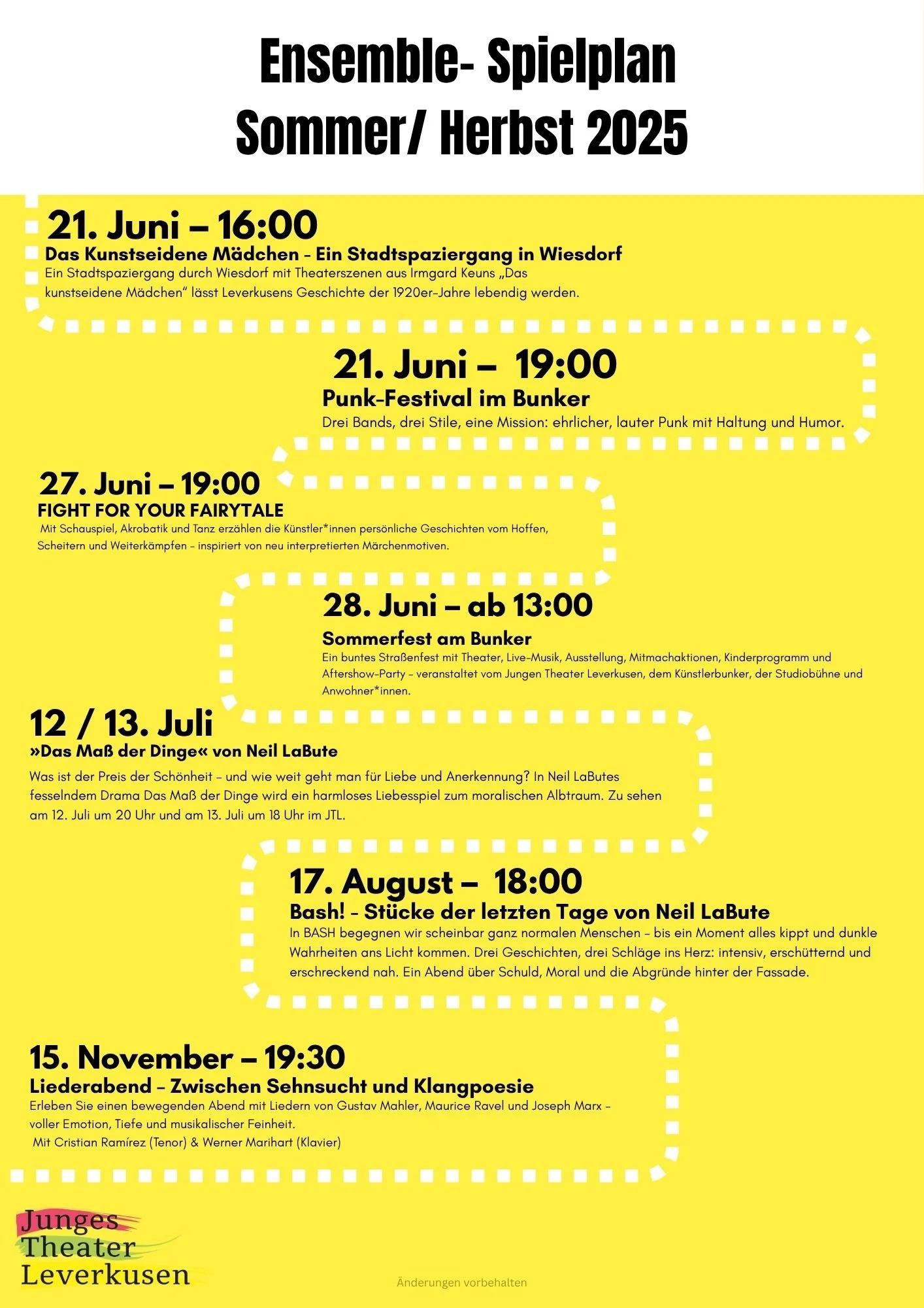 Der Ensemblespielplan: Details unter Spielplan
