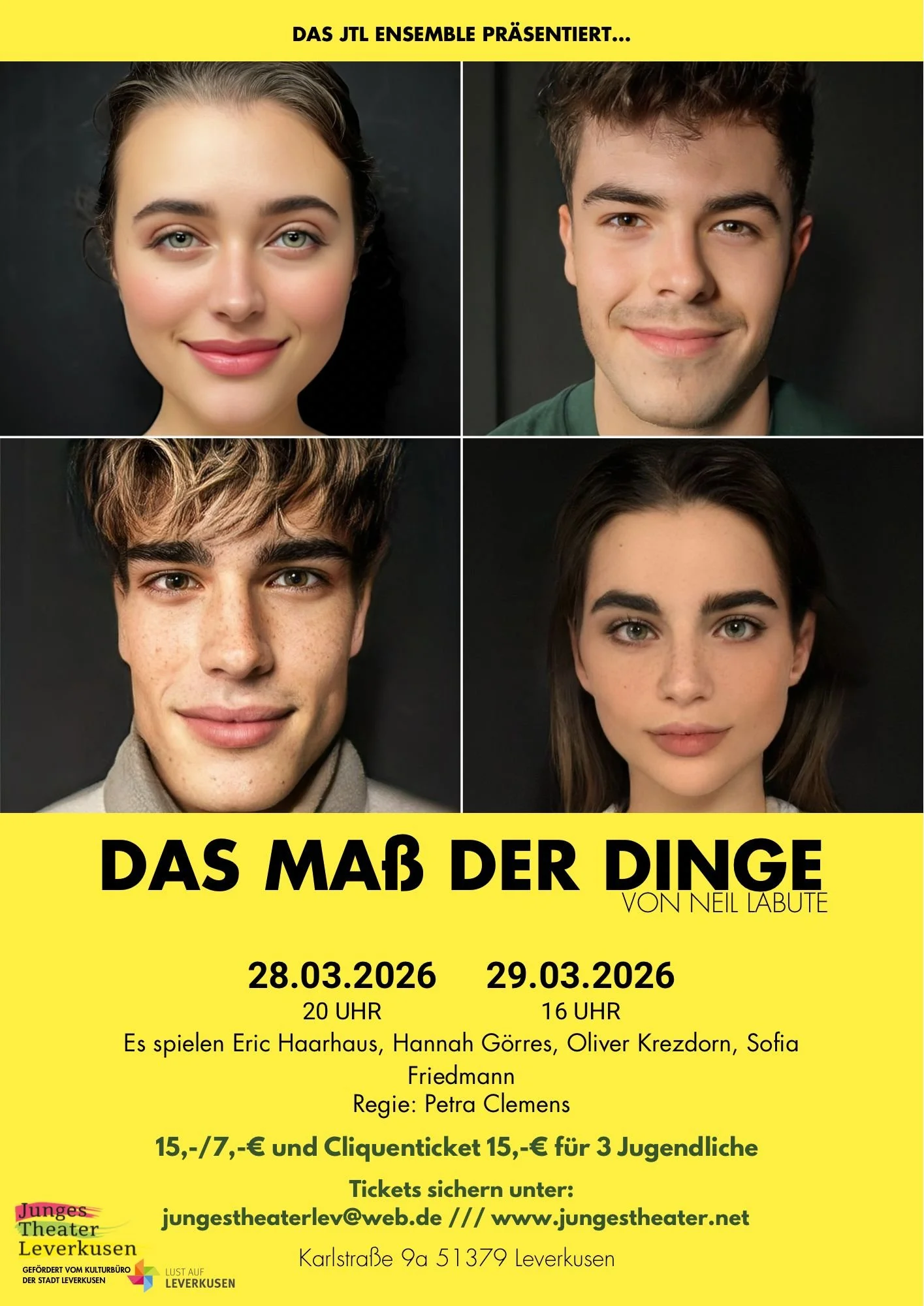 »Das Maß der Dinge« von Neil LaBute - Achtung Beginn 16 Uhr