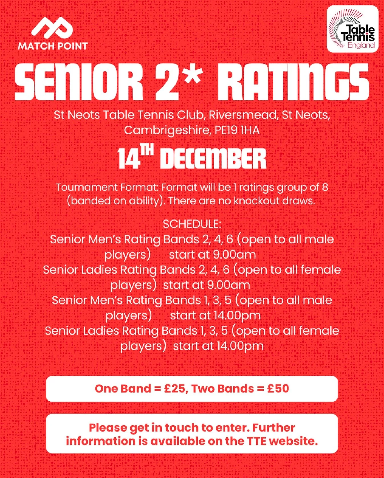 🤩 MATCH POINT 2* COMES TO ST NEOTS 🤩

🗓️ 14th December 
💥 Don&rsquo;t leave it late!